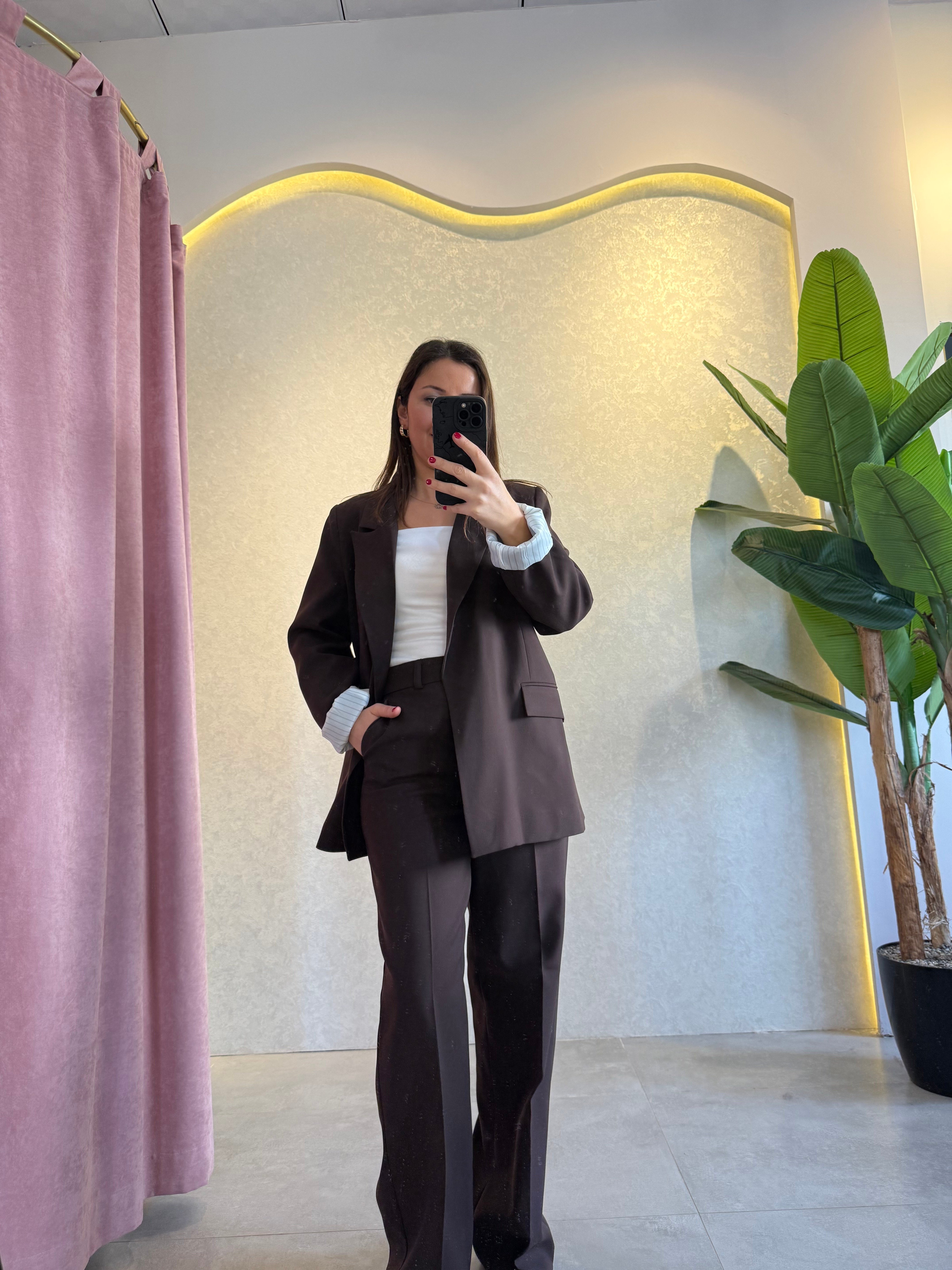 Kahve Blazer Takım