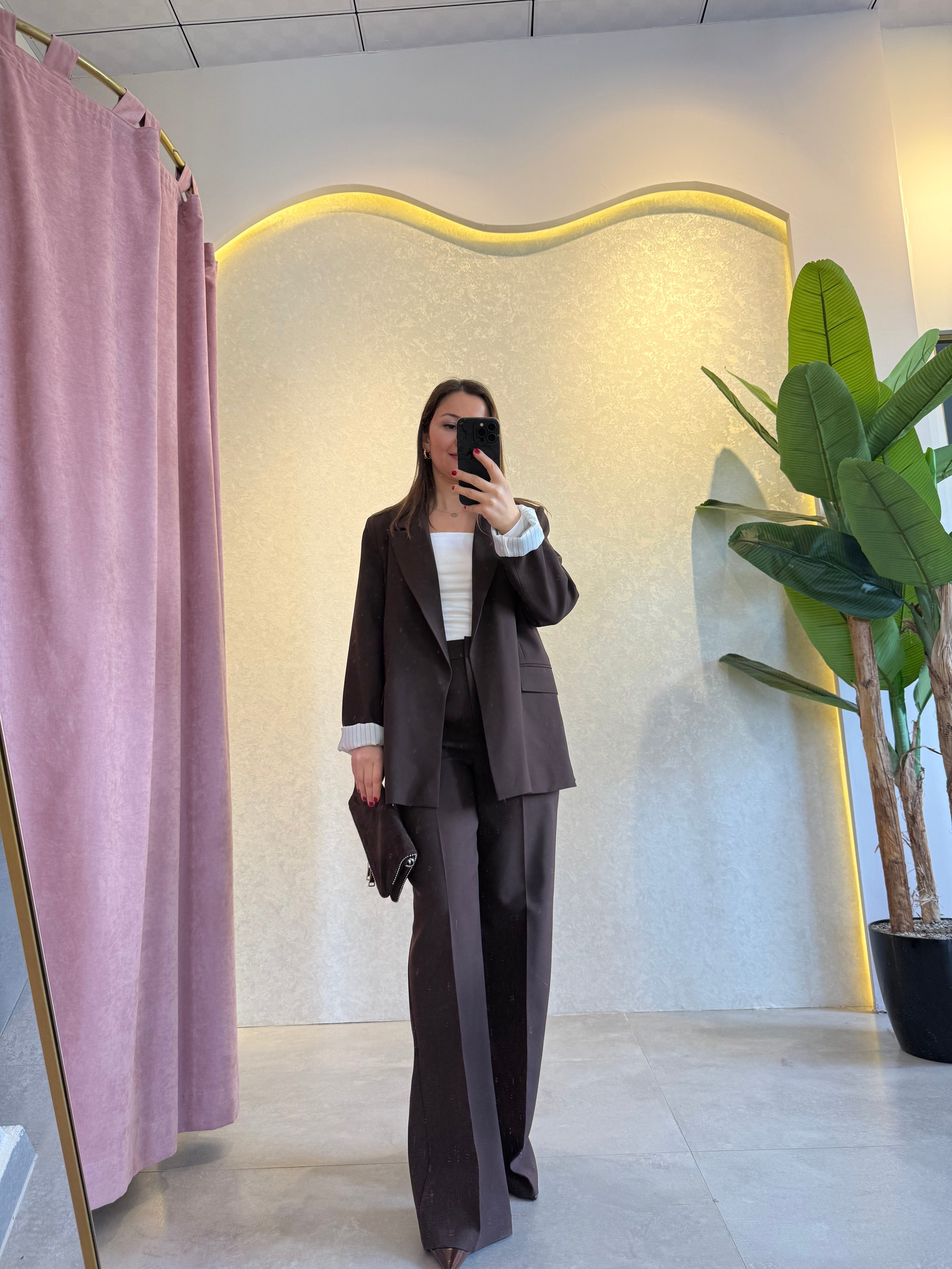 Kahve Blazer Takım