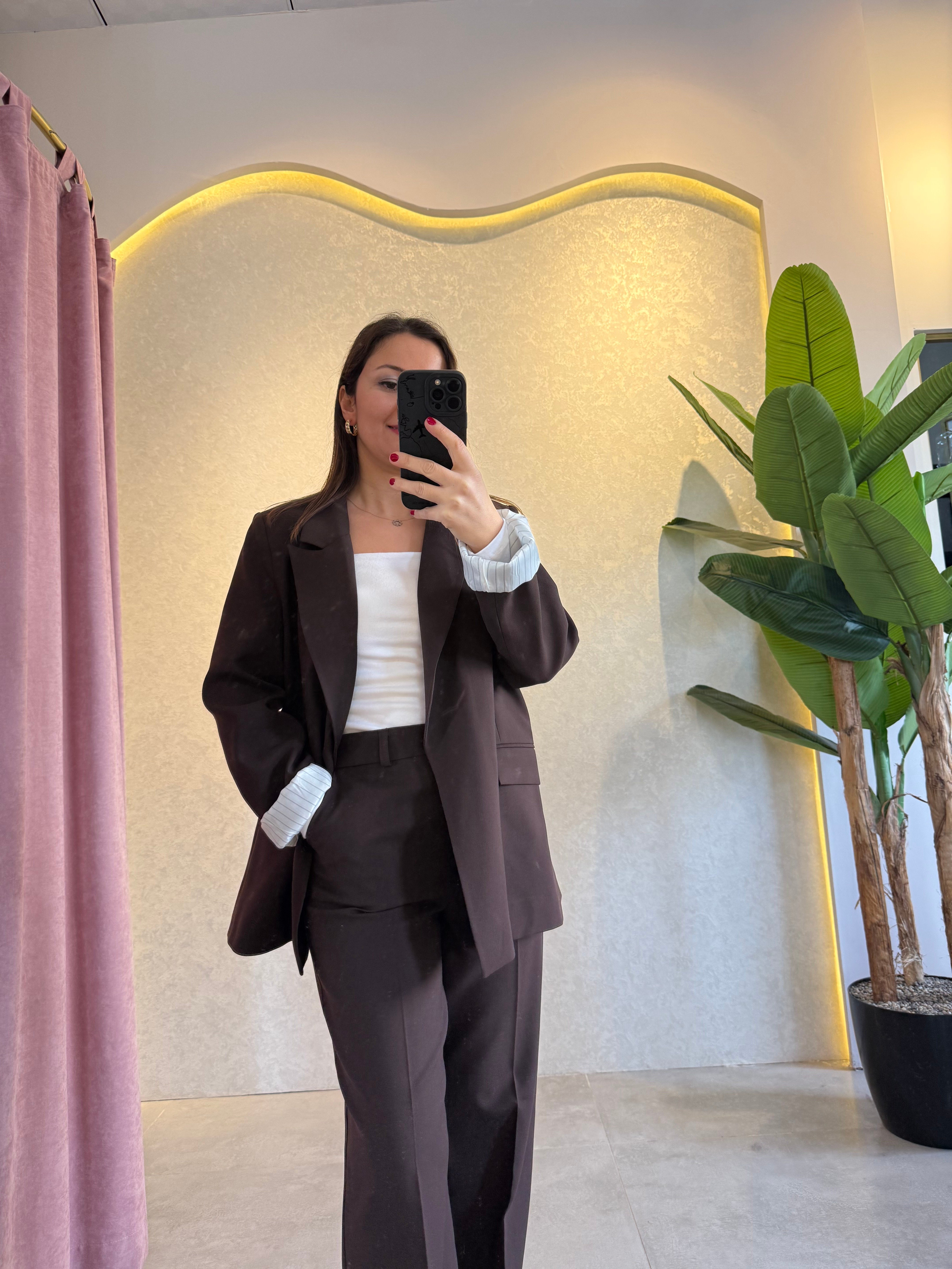 Kahve Blazer Takım