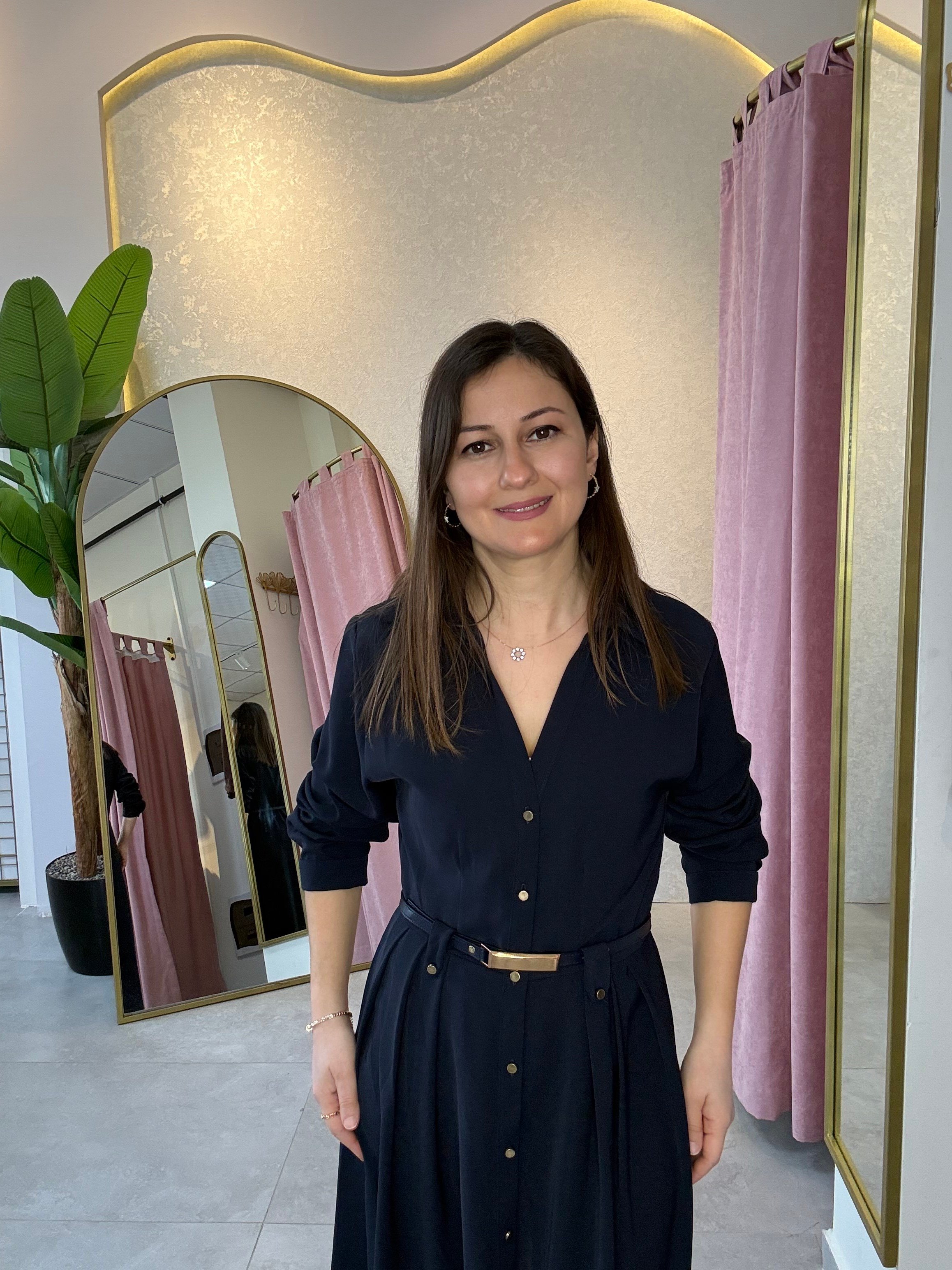 Kemer Detaylı Lacivert Maxi Elbise
