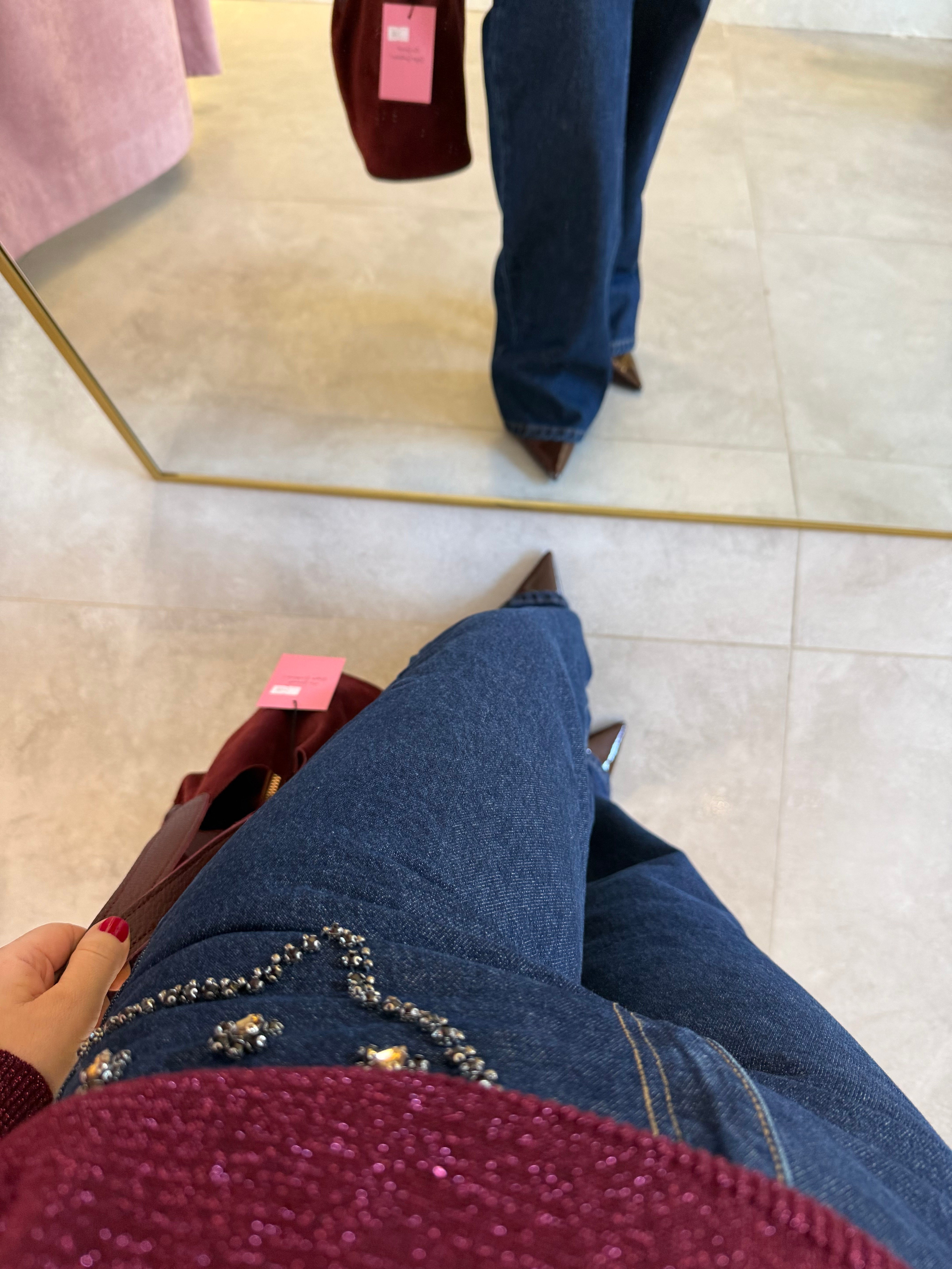 Koyu Mavi Cep Taşlı Jean Pantolon