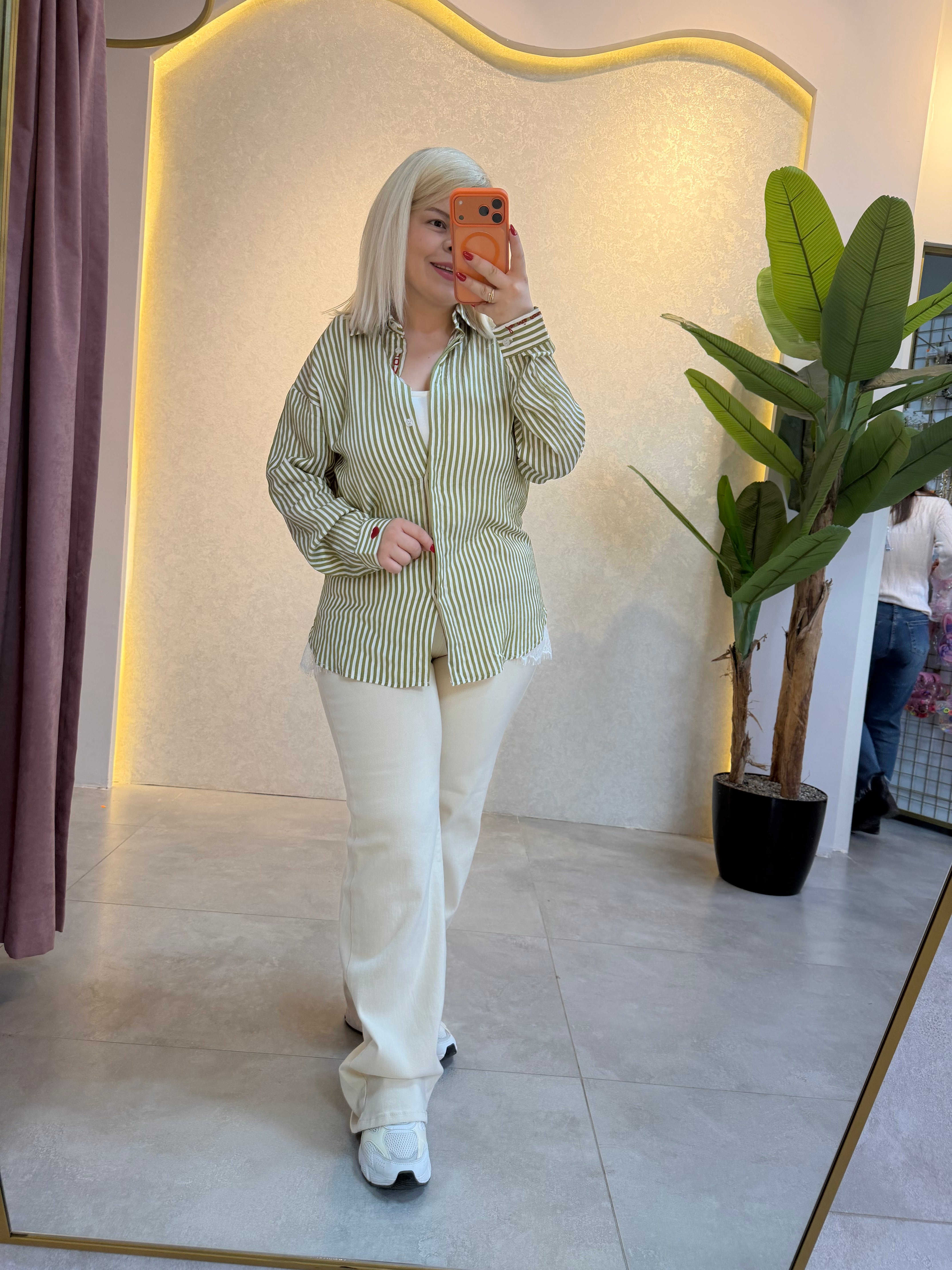 Krem Wide Leg Jean Pantolon
