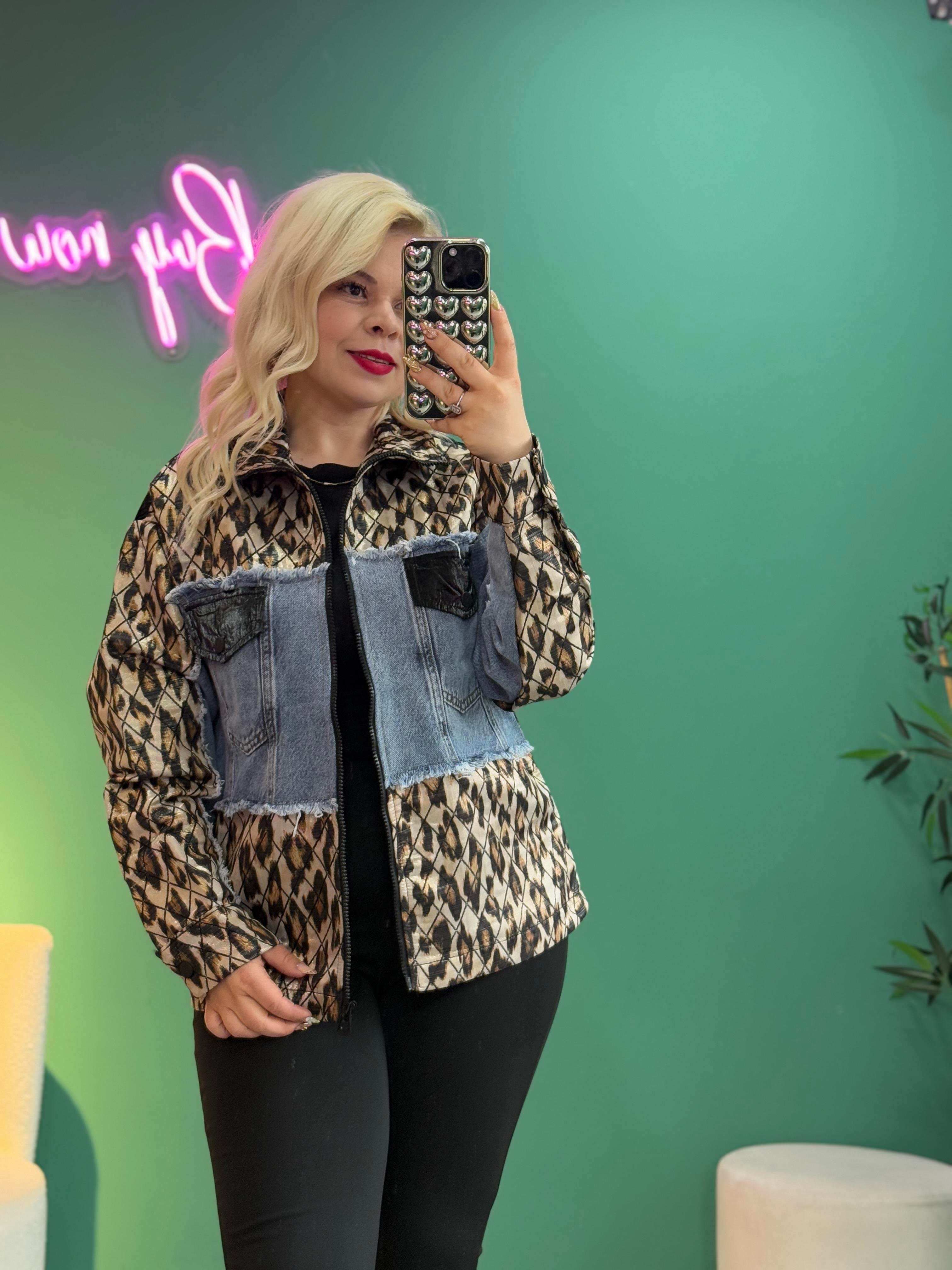 Leopar Denim Detaylı Tasarım Ceket