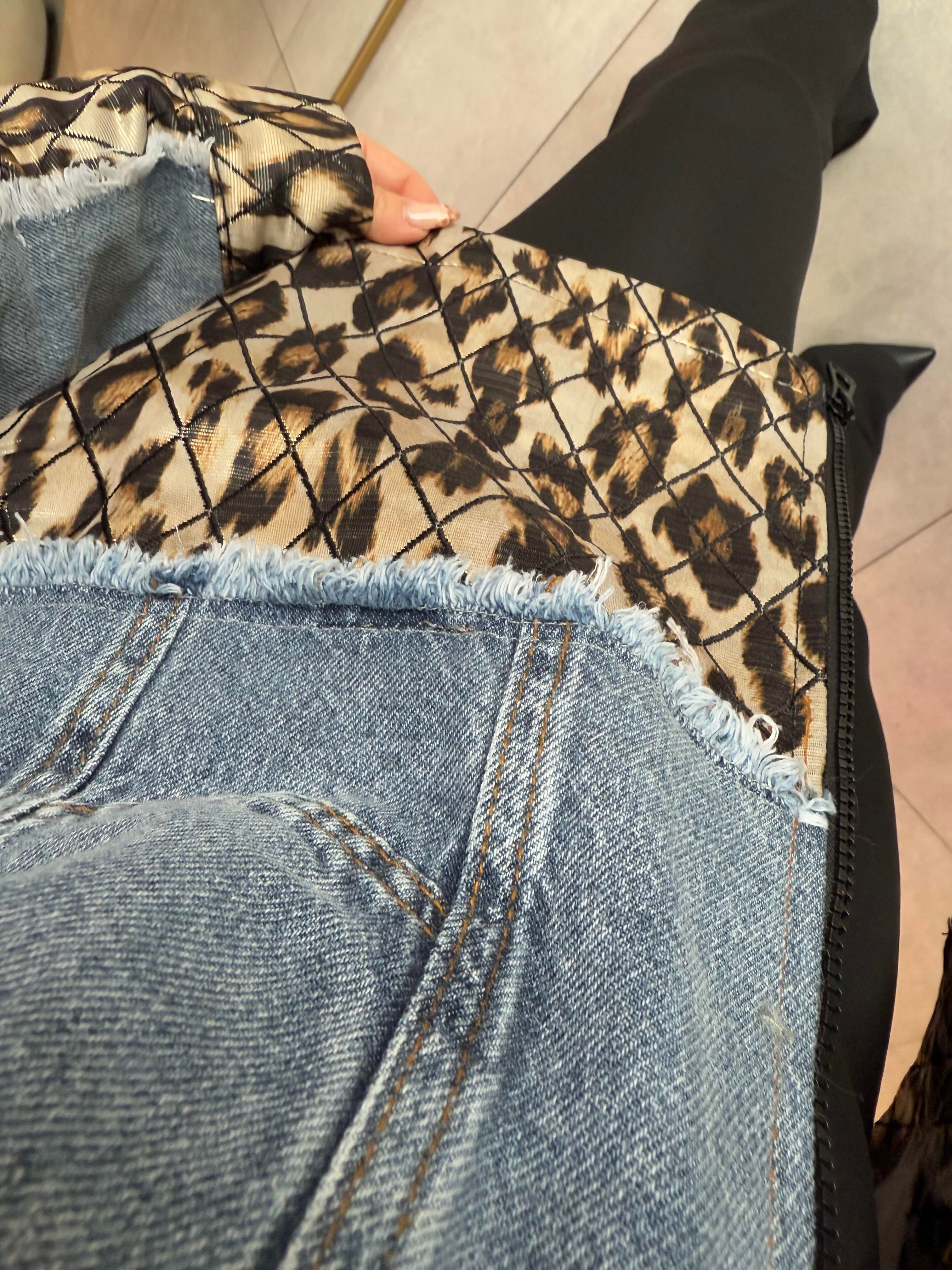 Leopar Denim Detaylı Tasarım Ceket