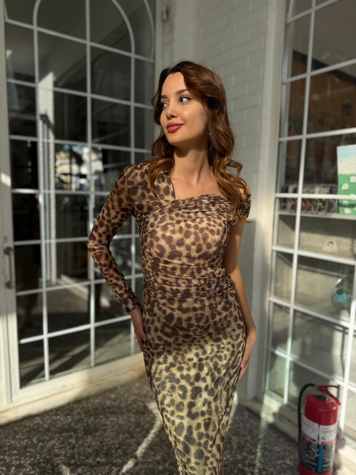 Leopar Tül Elbise