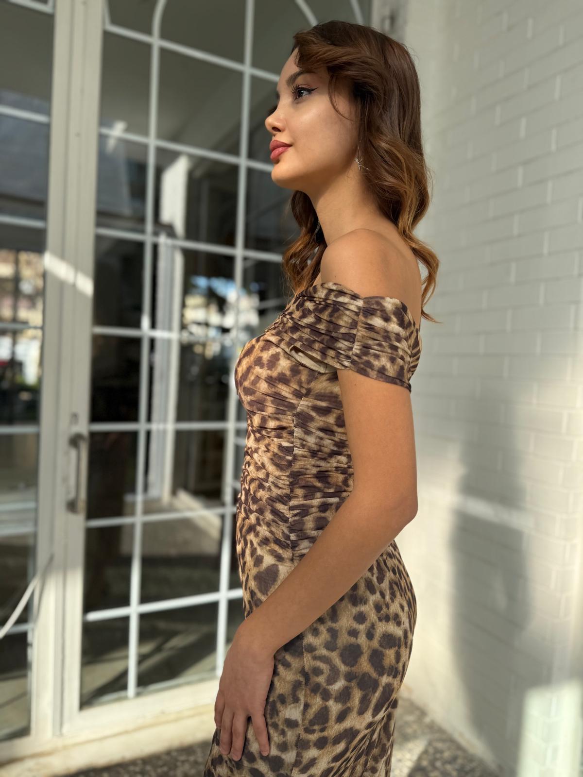 Leopar Tül Elbise