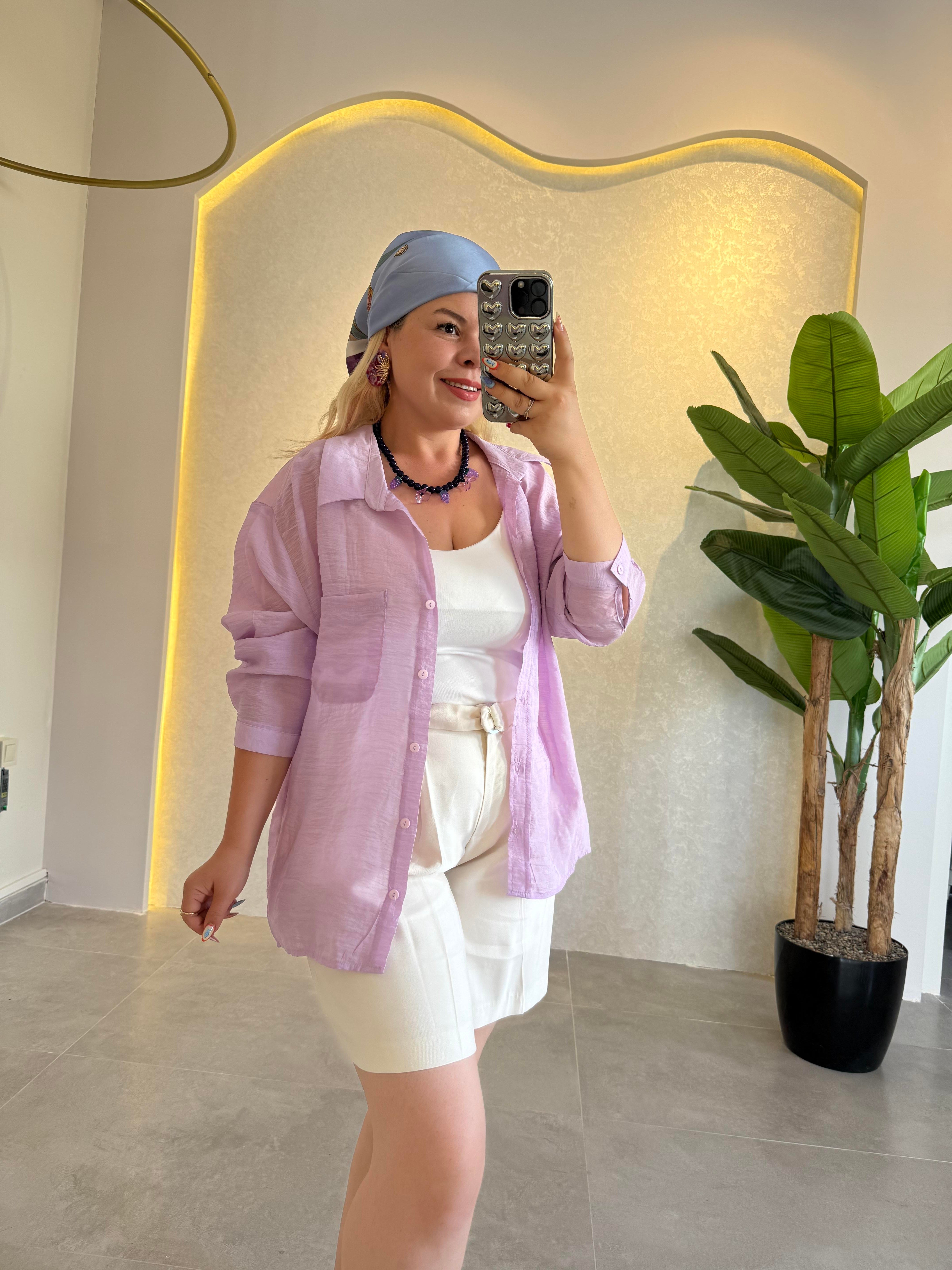 Lila Oversize Gömlek
