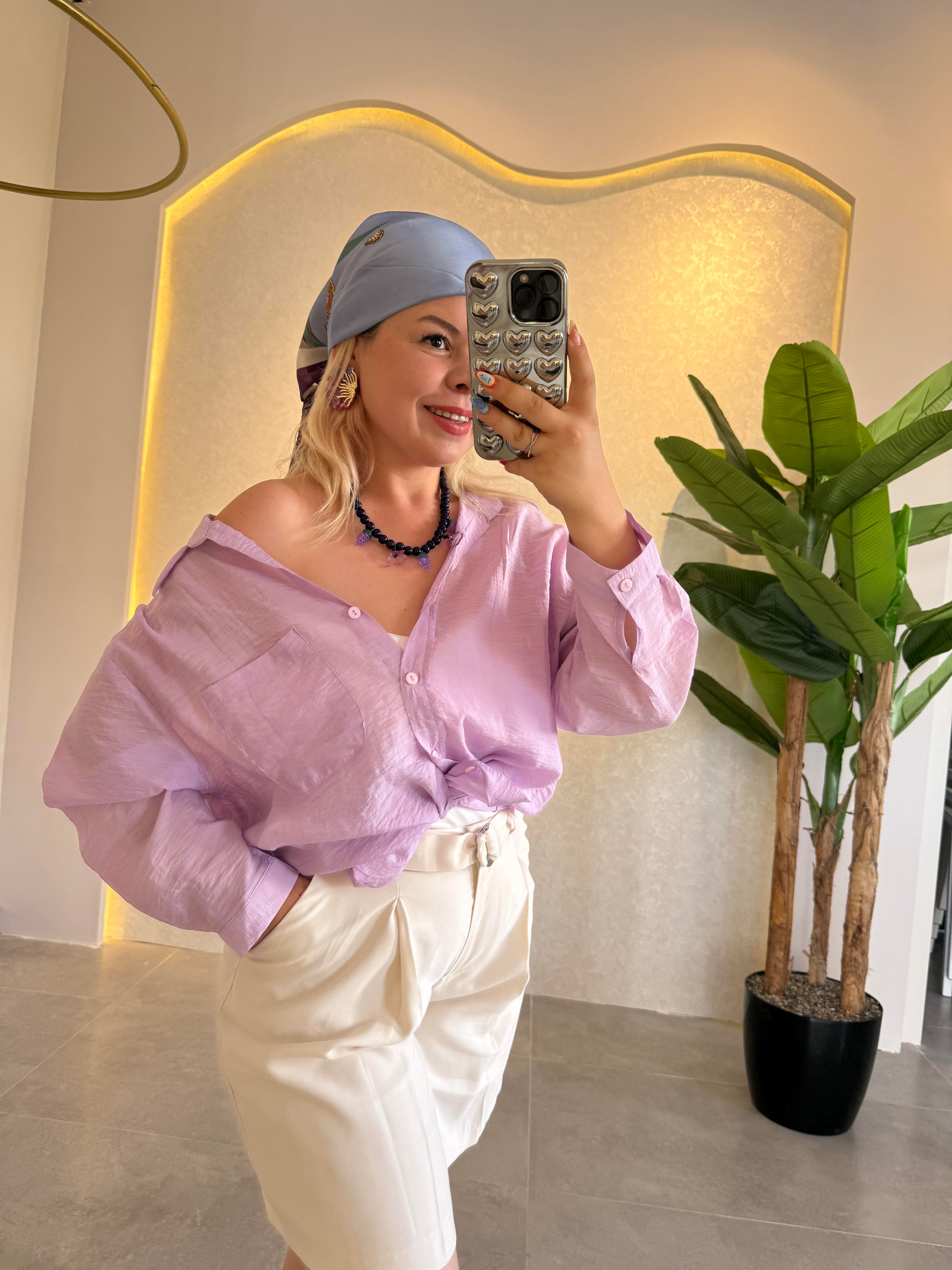 Lila Oversize Gömlek