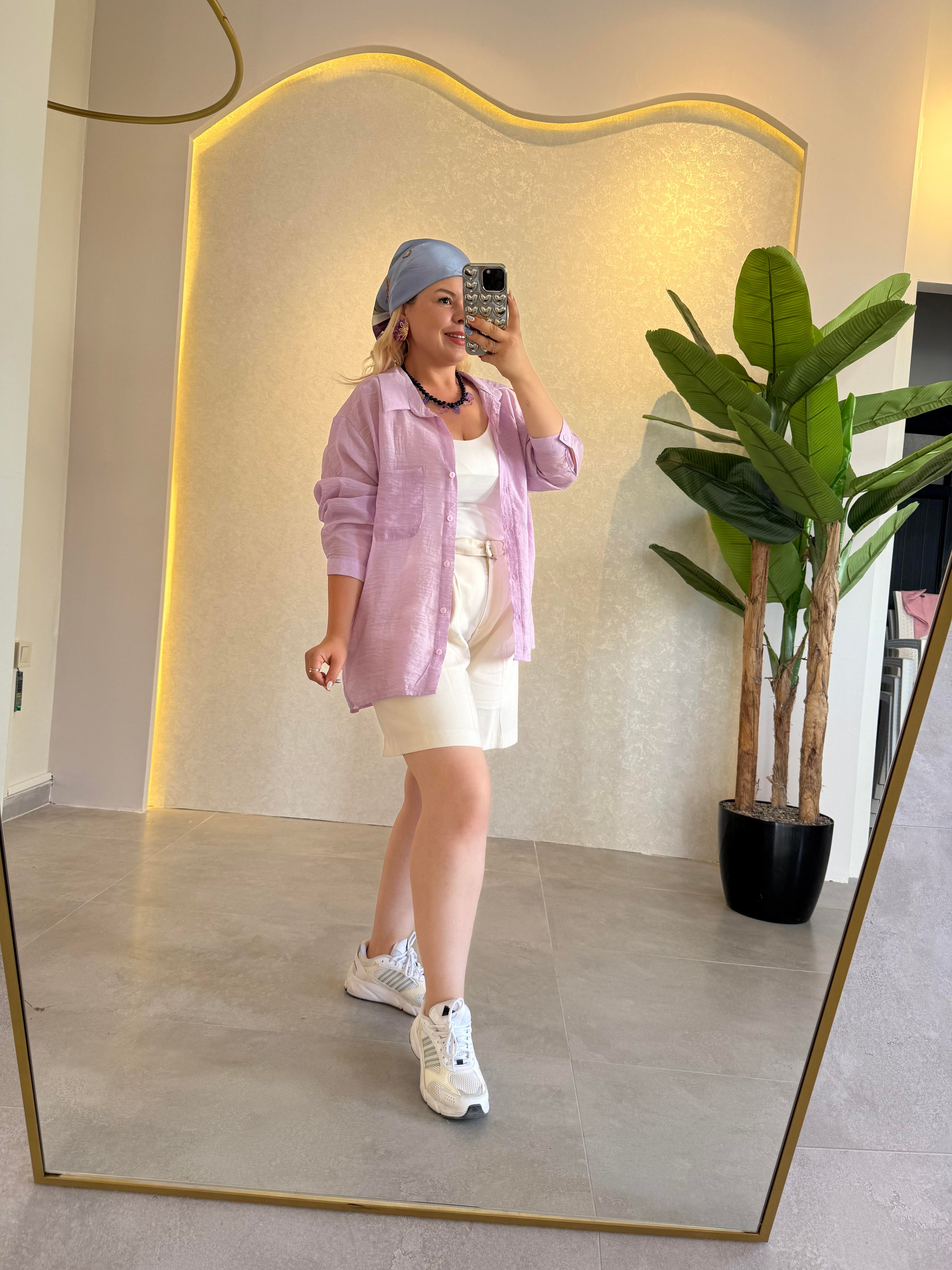 Lila Oversize Gömlek
