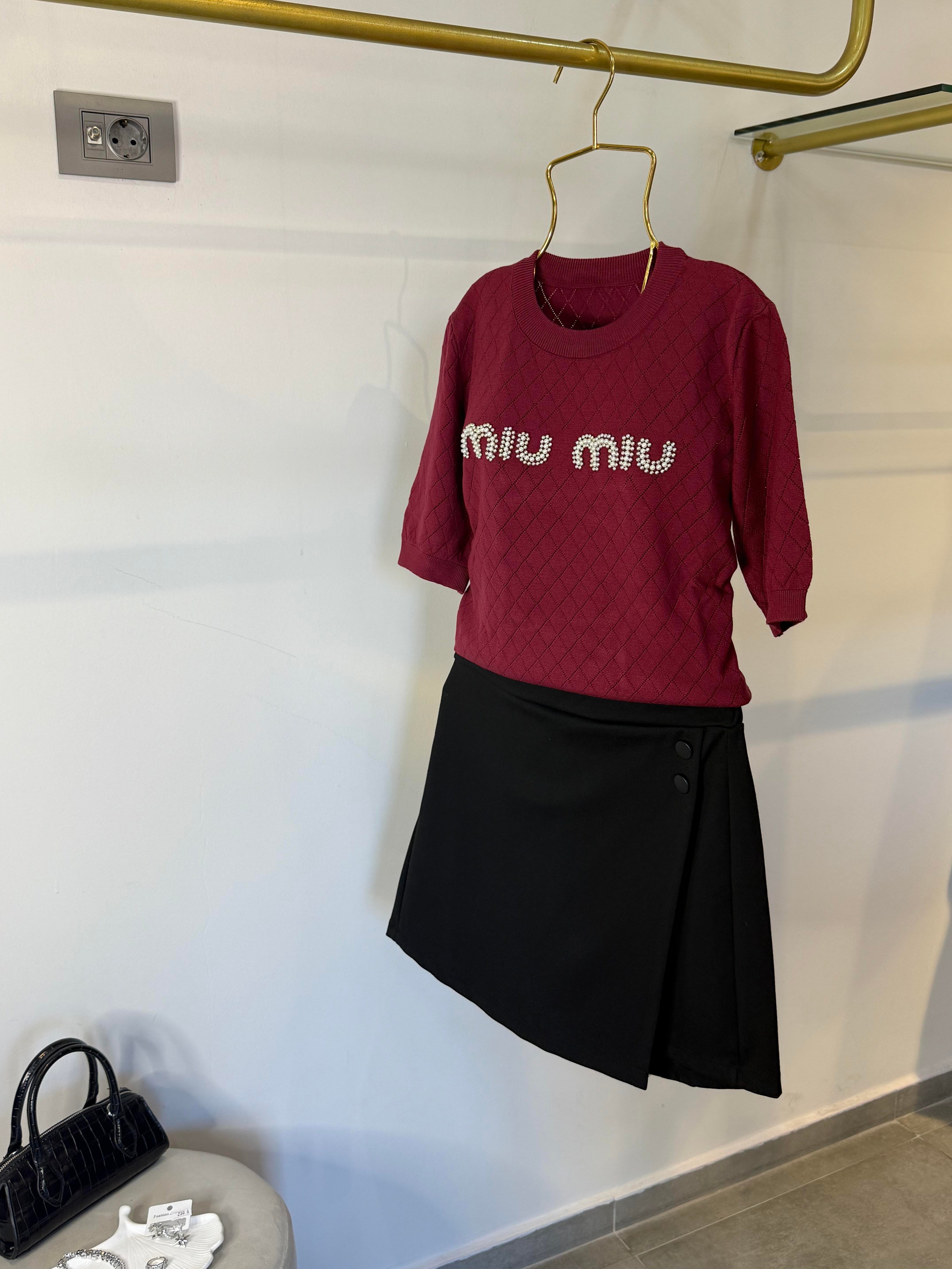 Miu Miu Bordo Merserize Triko 