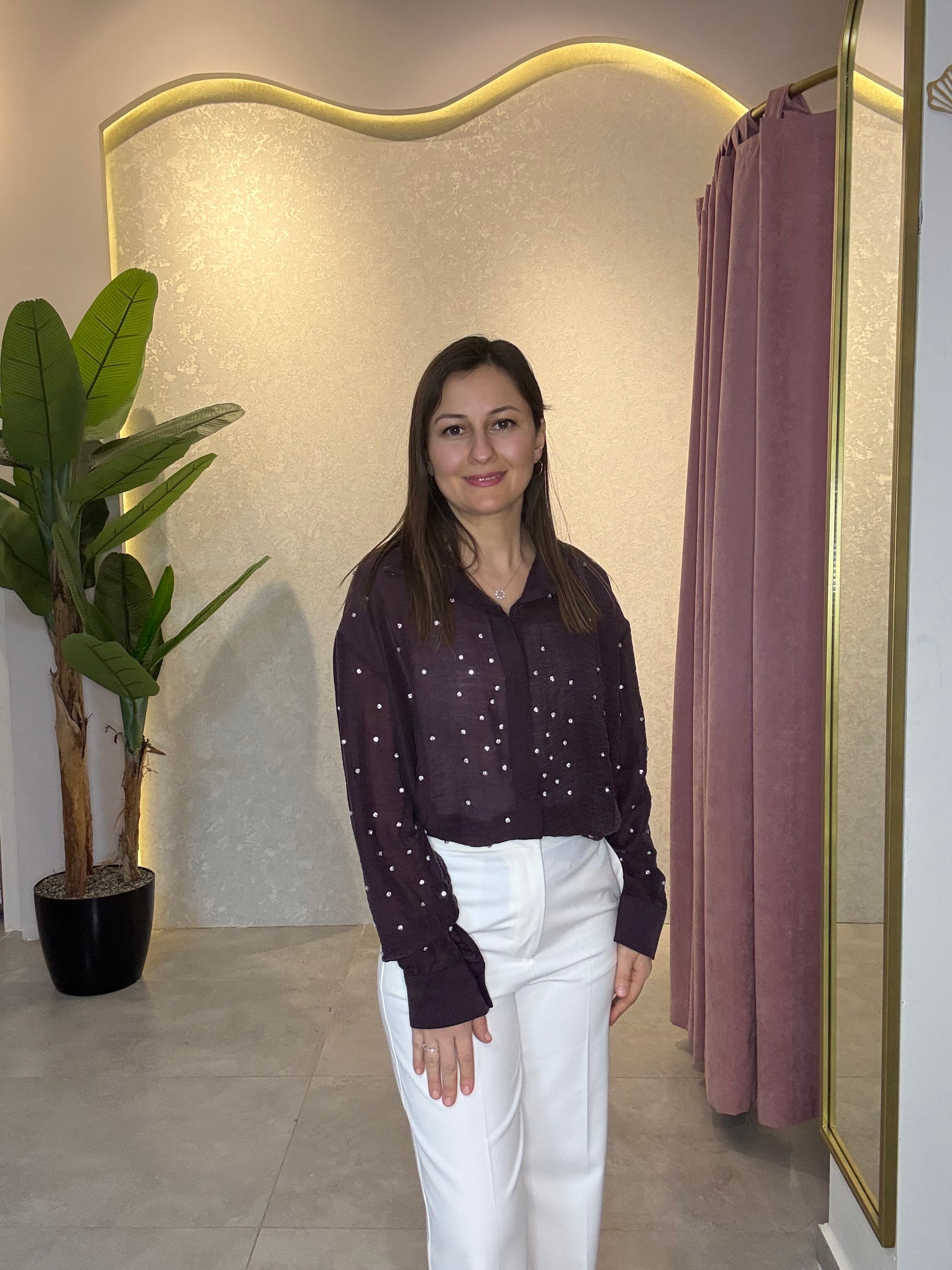Mürdüm Taşlı Gömlek