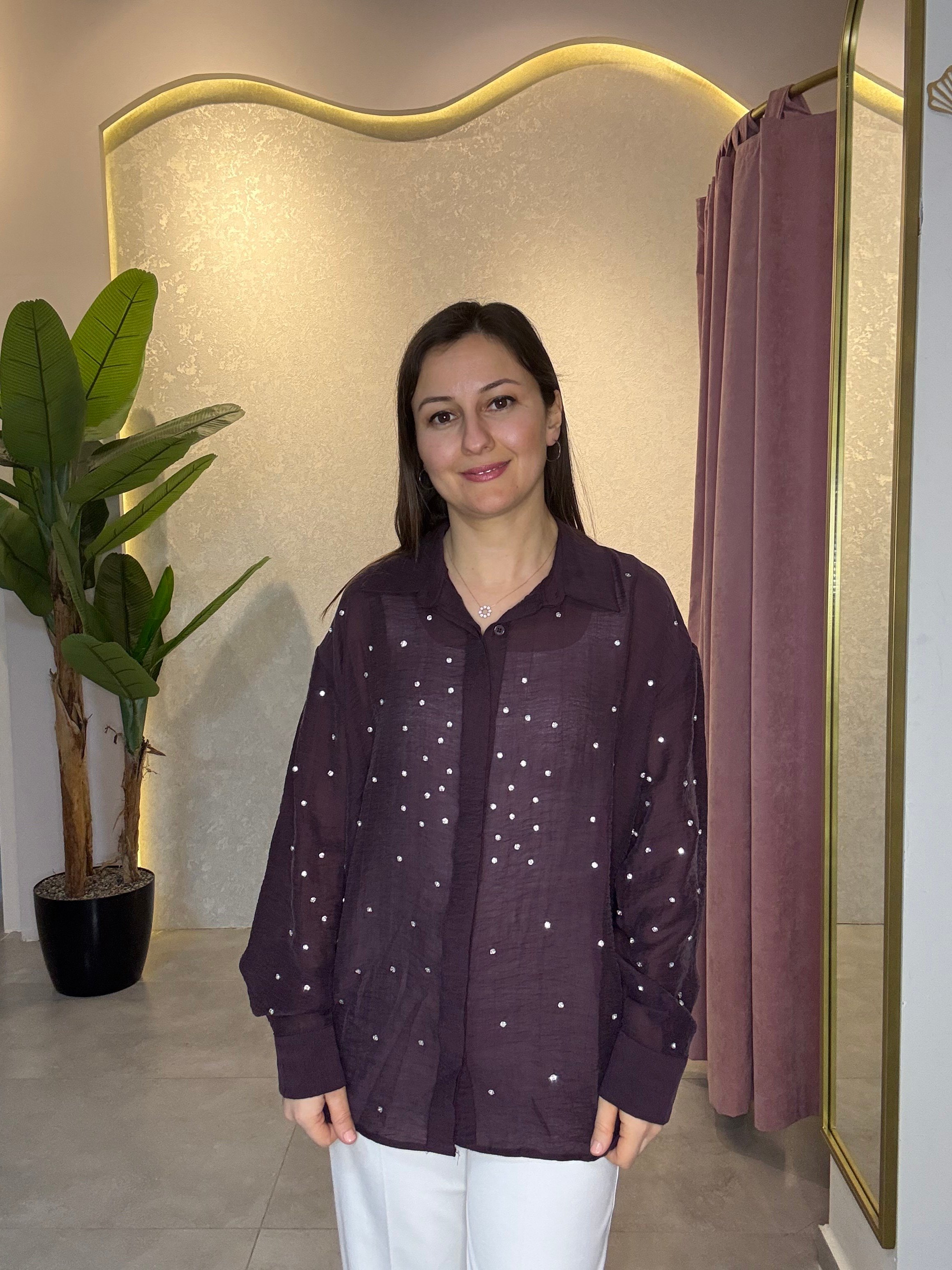 Mürdüm Taşlı Gömlek
