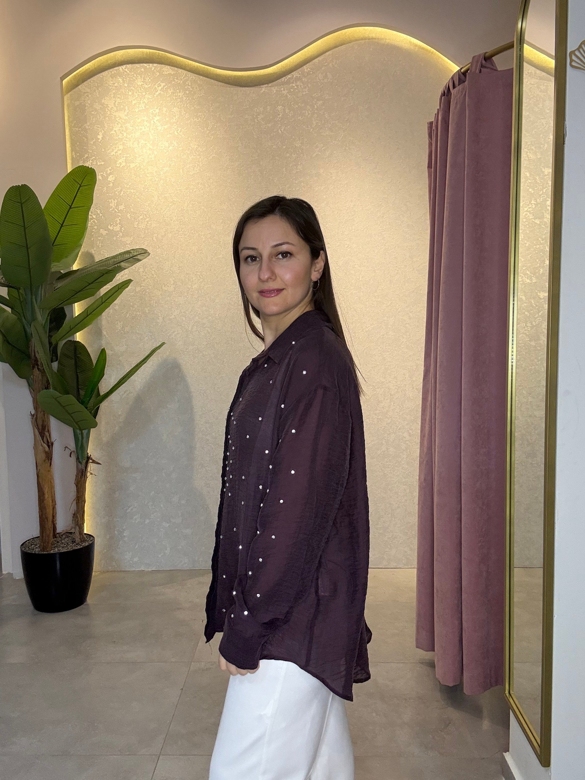 Mürdüm Taşlı Gömlek