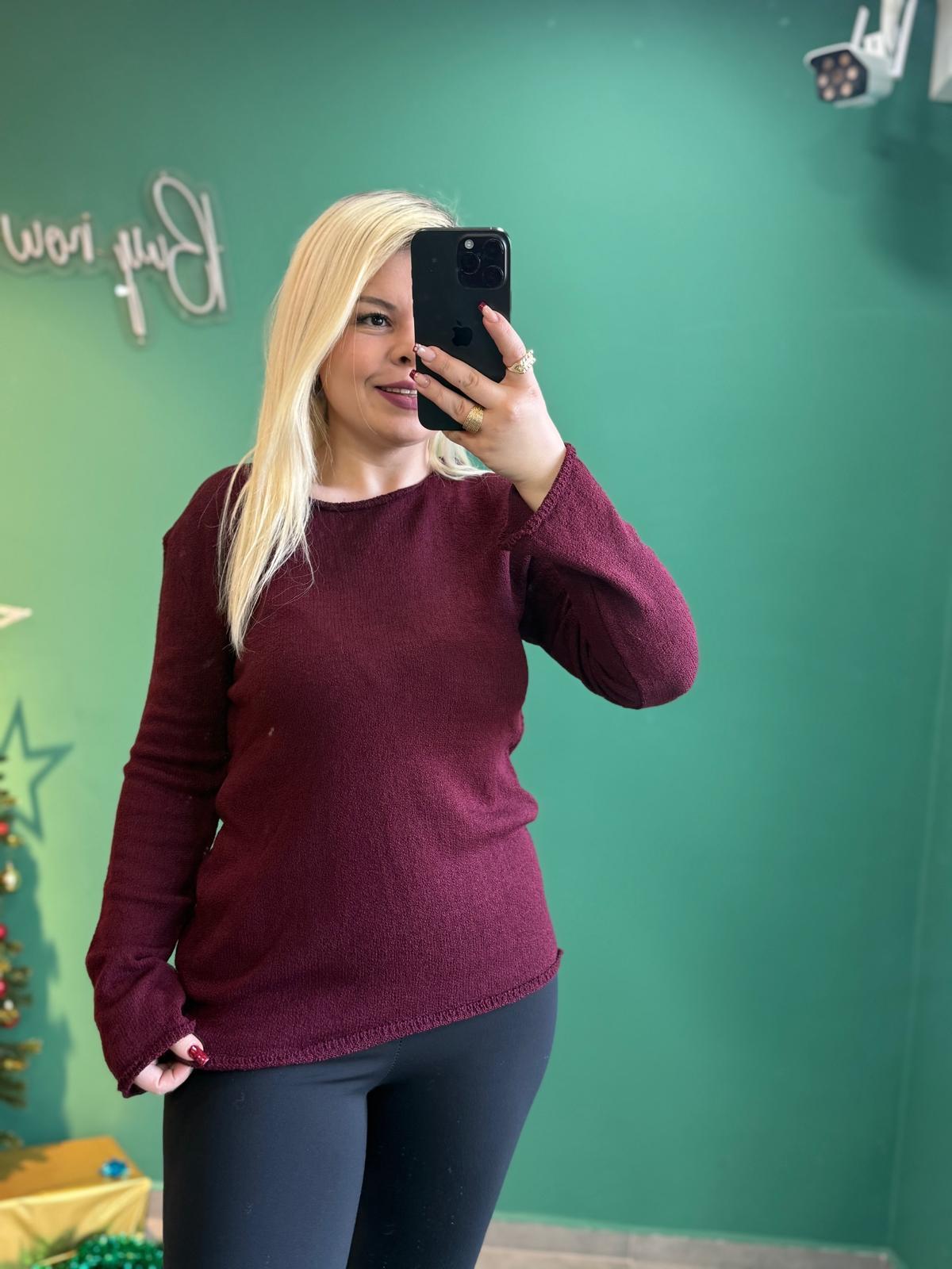 Orjinal Etiketli Bordo Triko