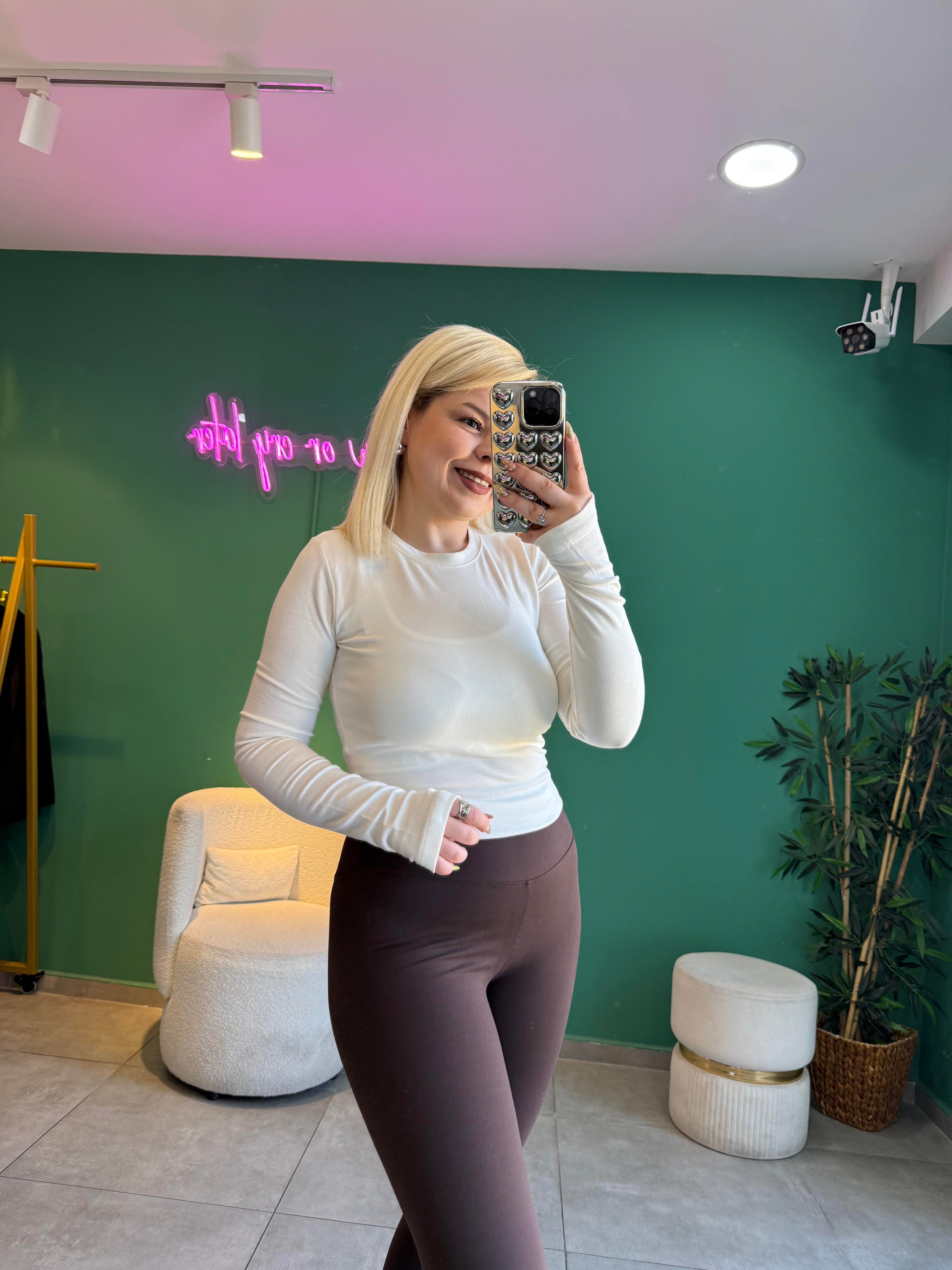 Oysh* Ekru Parmak Geçmeli Basic Body