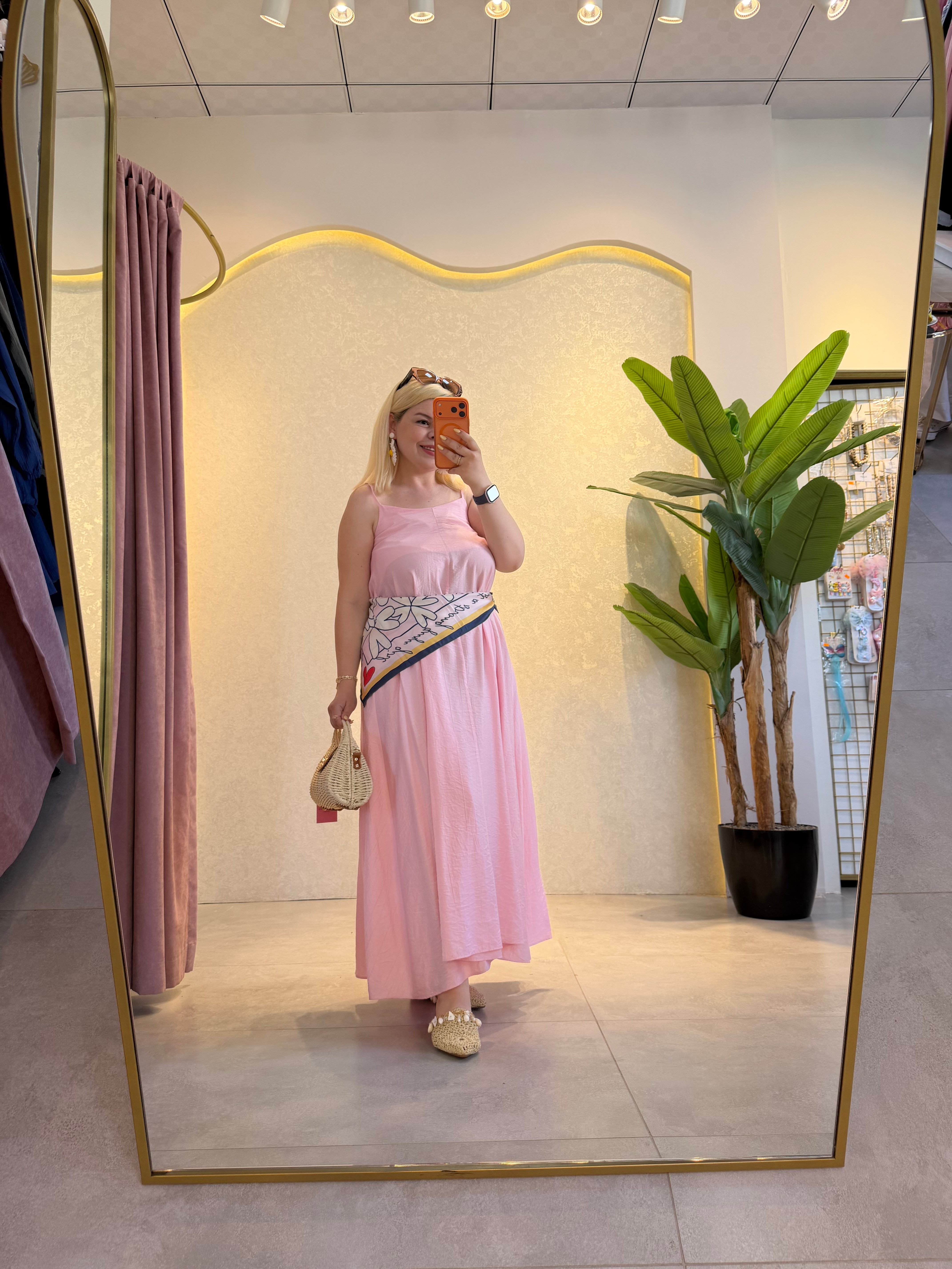 Pembe Askılı Elbise