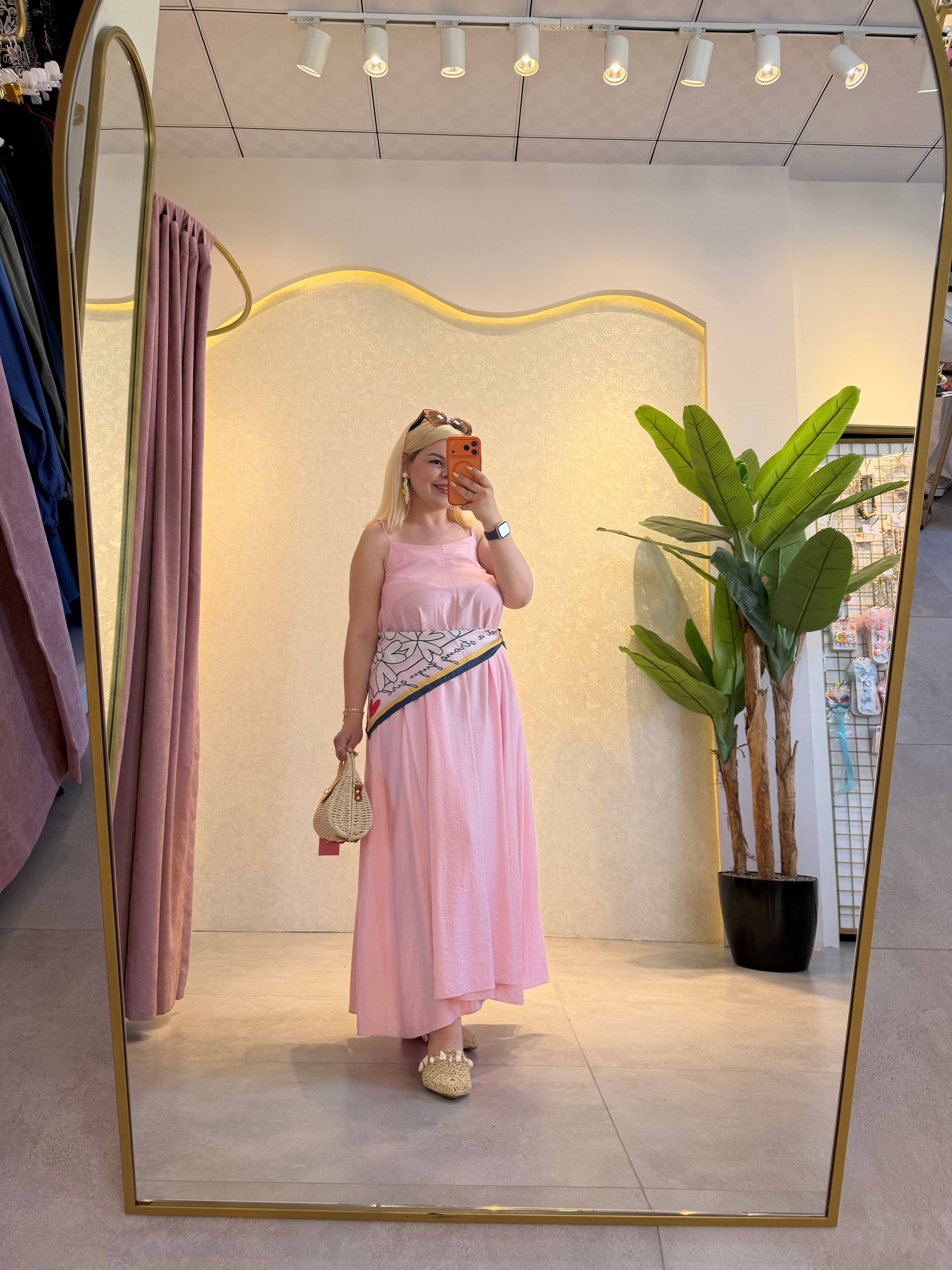 Pembe Askılı Elbise