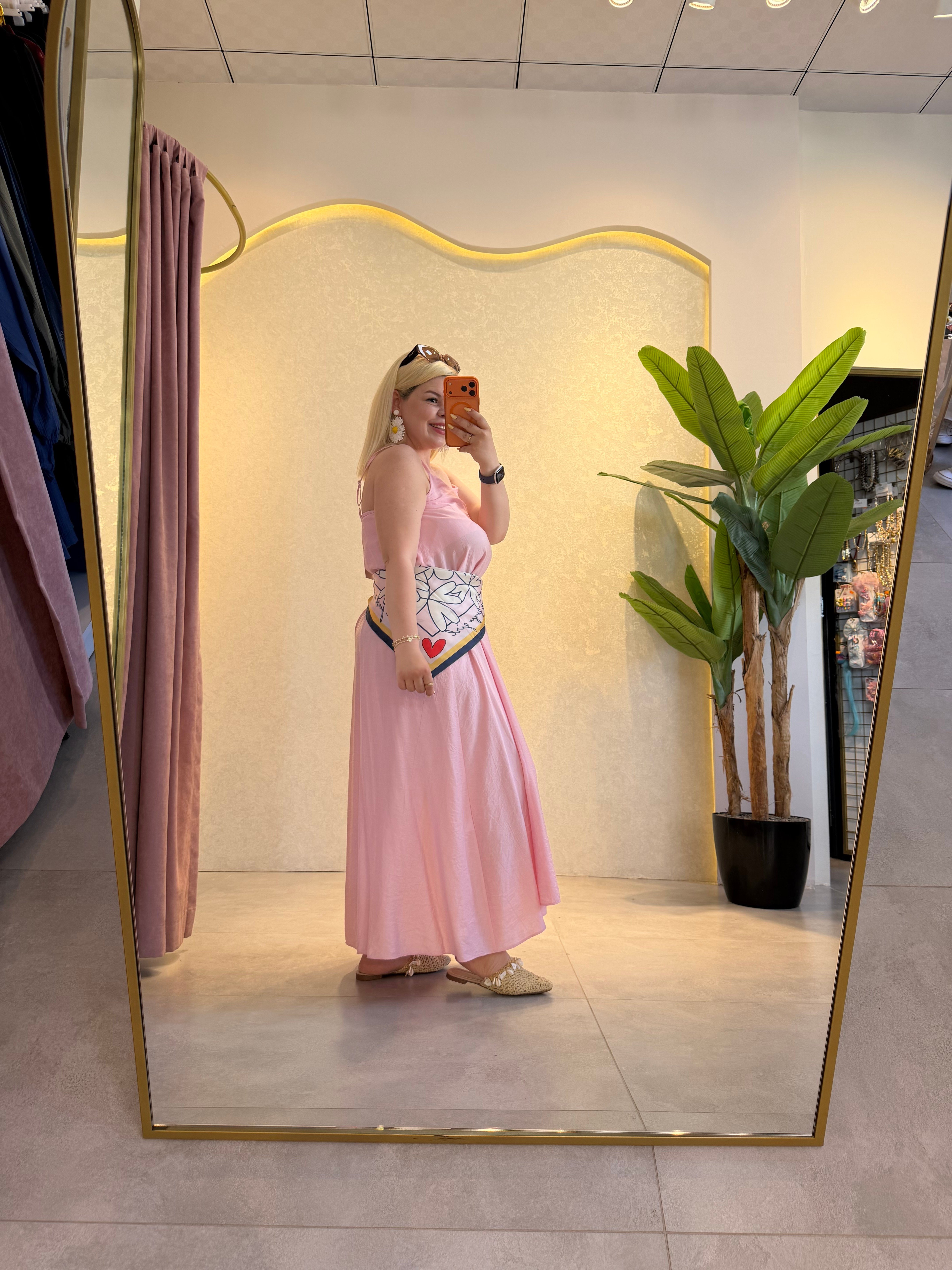 Pembe Askılı Elbise