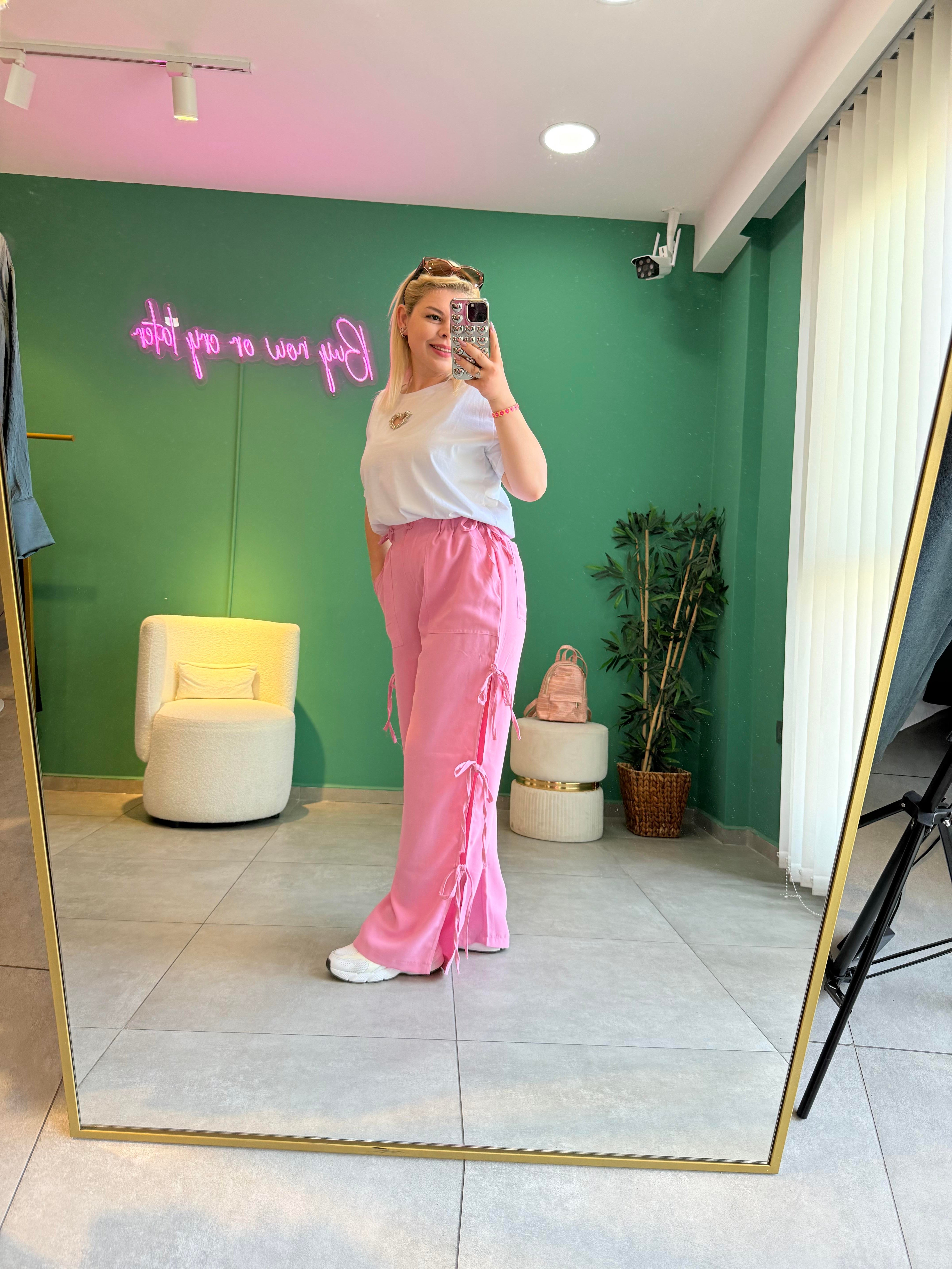Pembe Fiyonklu Pantolon