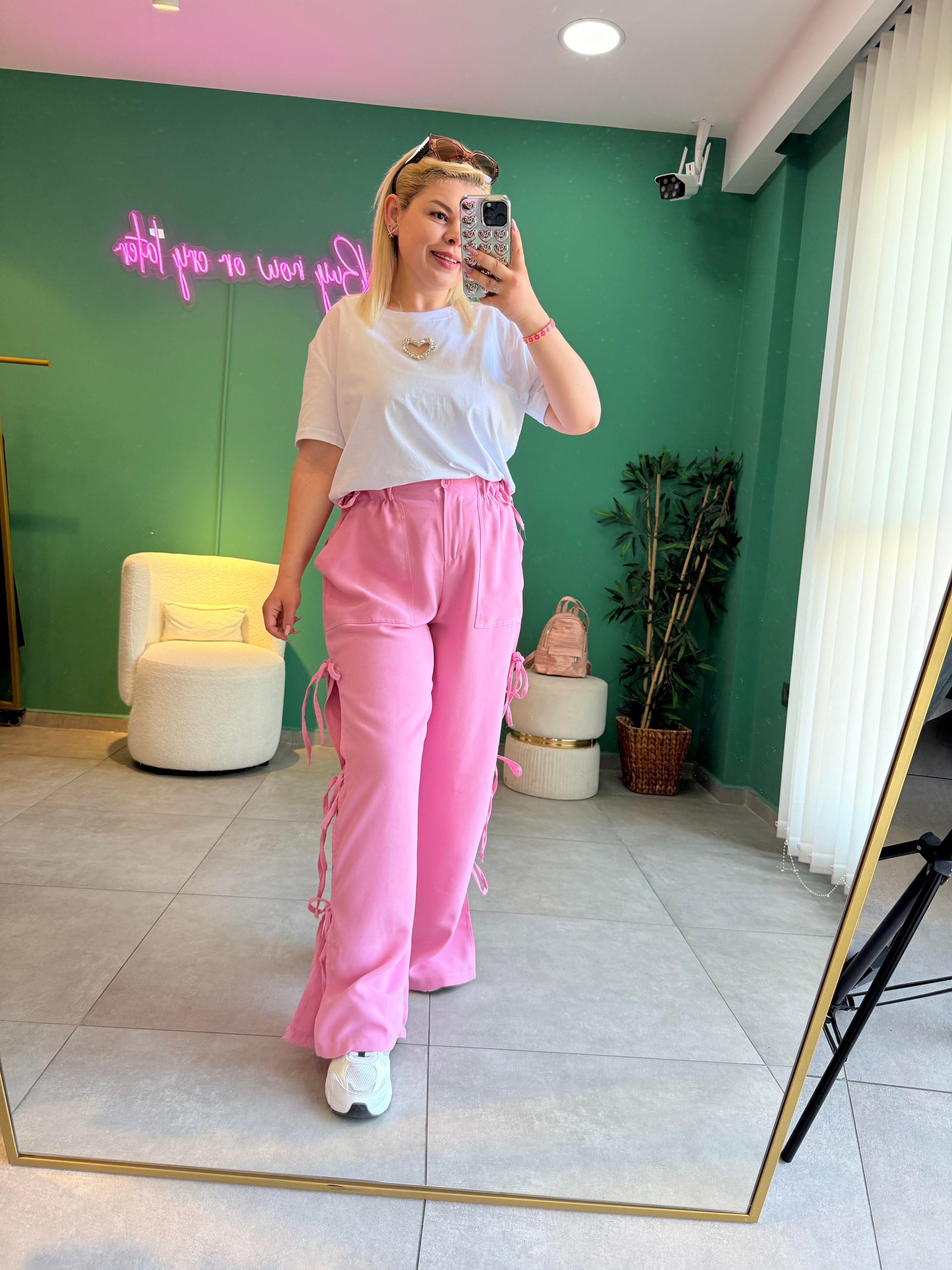 Pembe Fiyonklu Pantolon