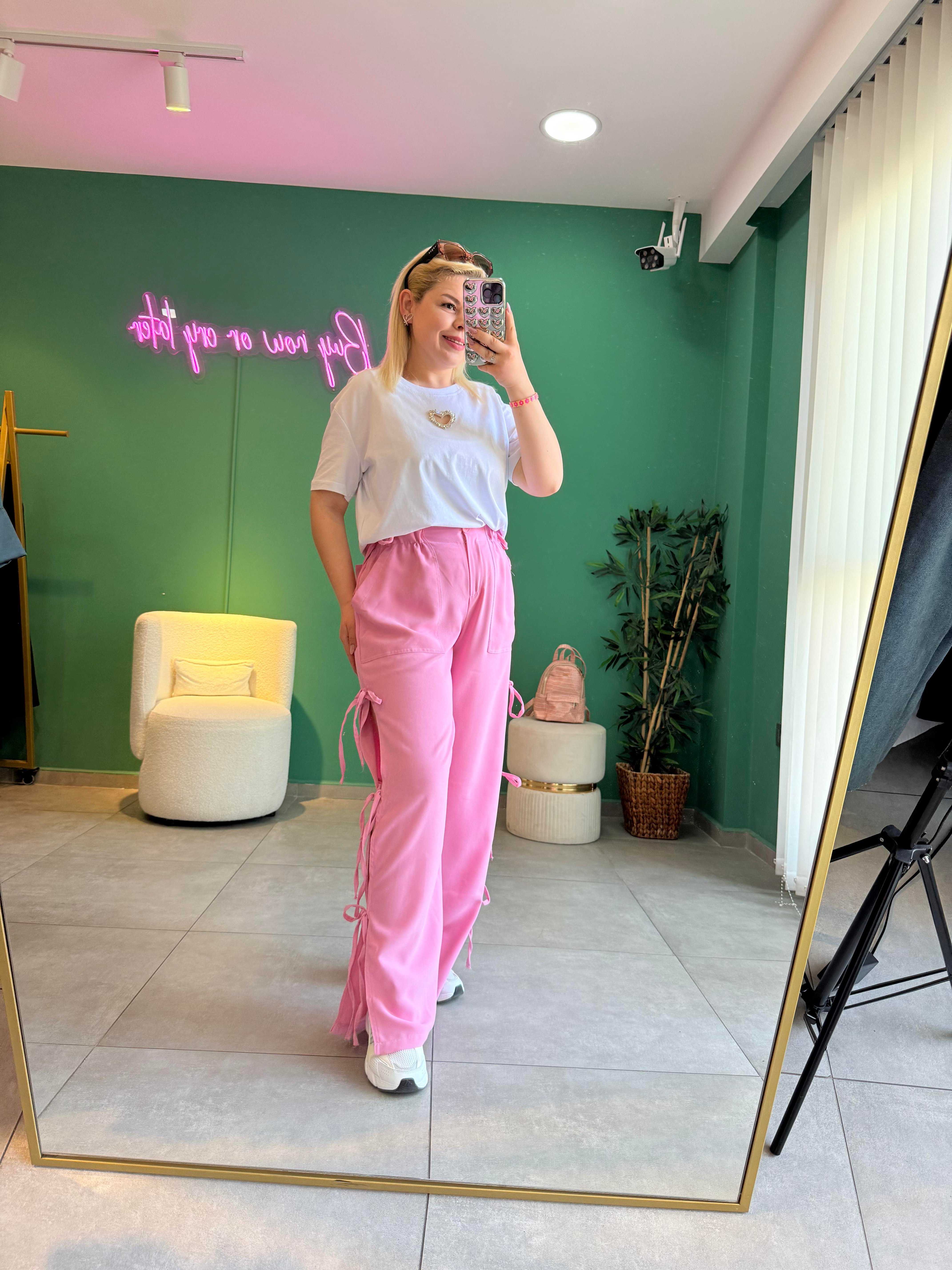 Pembe Fiyonklu Pantolon