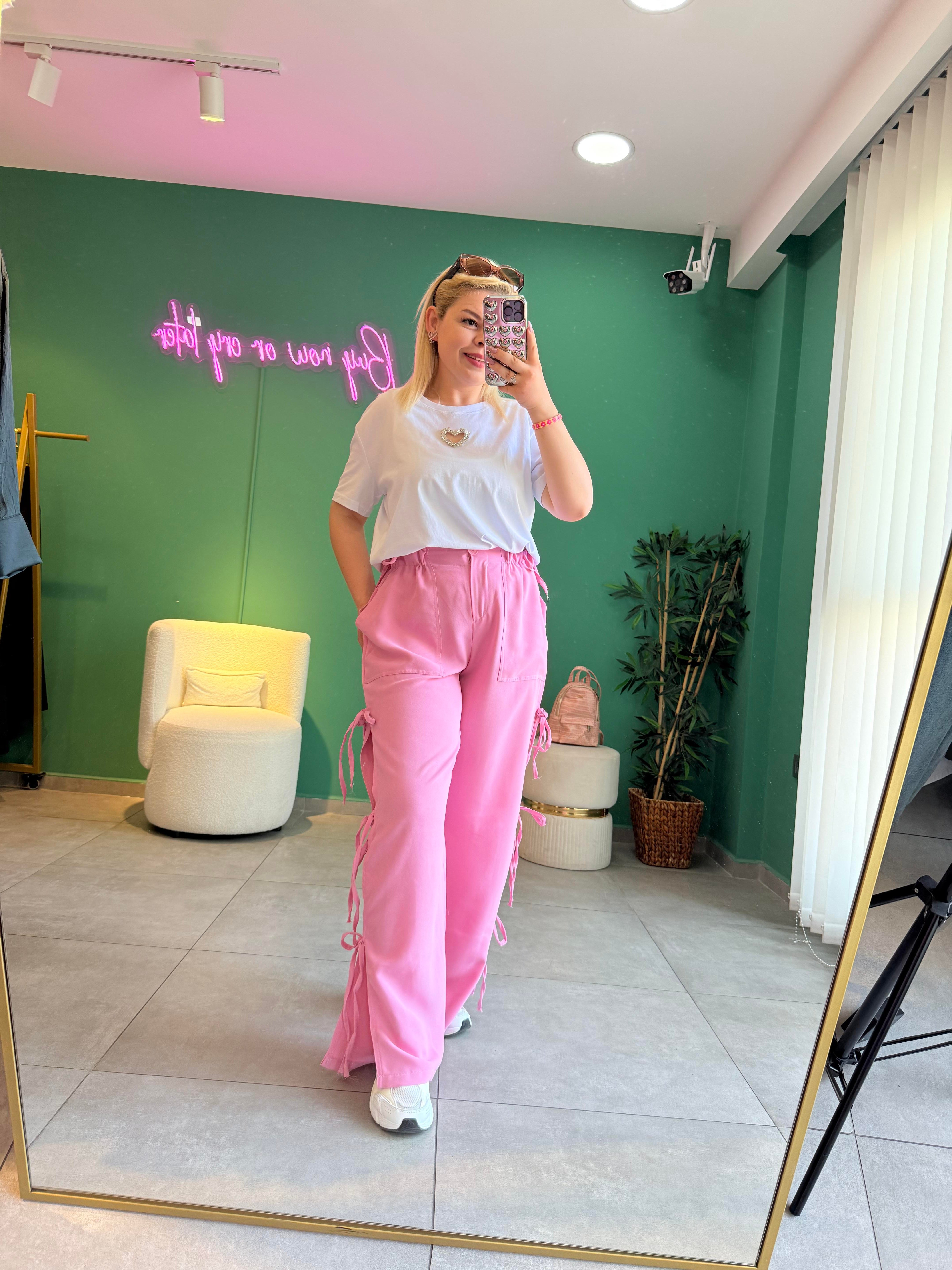 Pembe Fiyonklu Pantolon