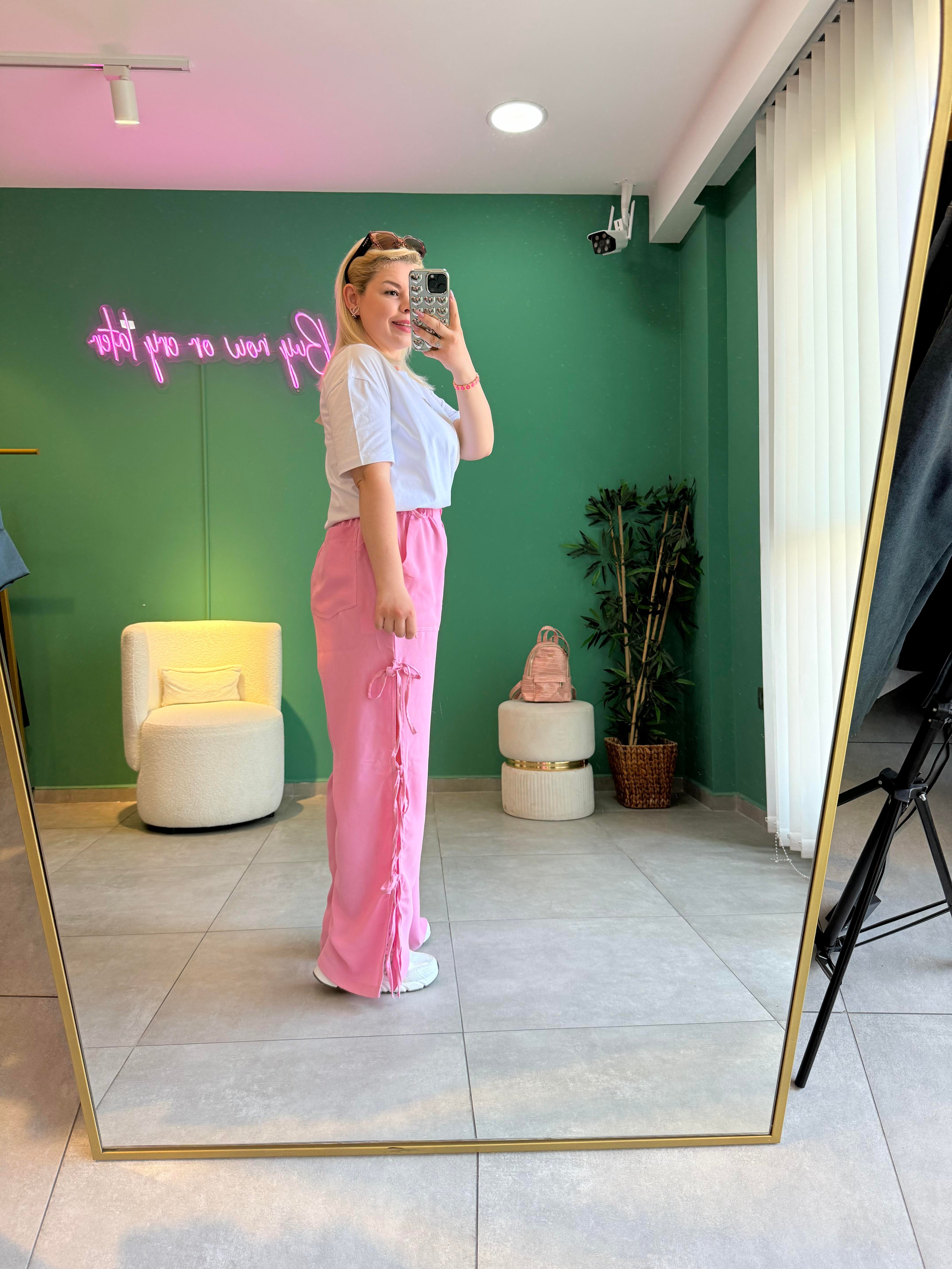 Pembe Fiyonklu Pantolon