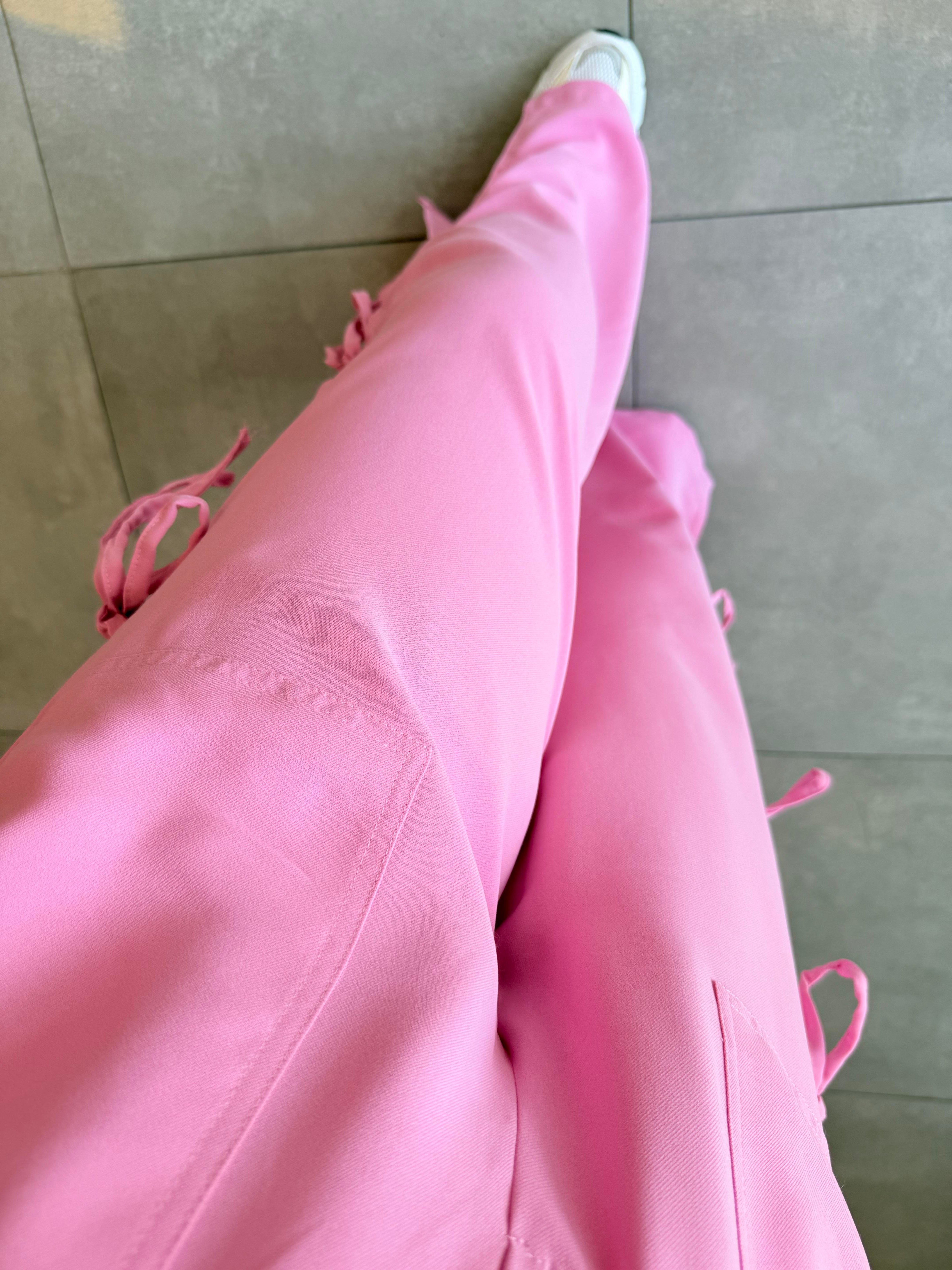 Pembe Fiyonklu Pantolon