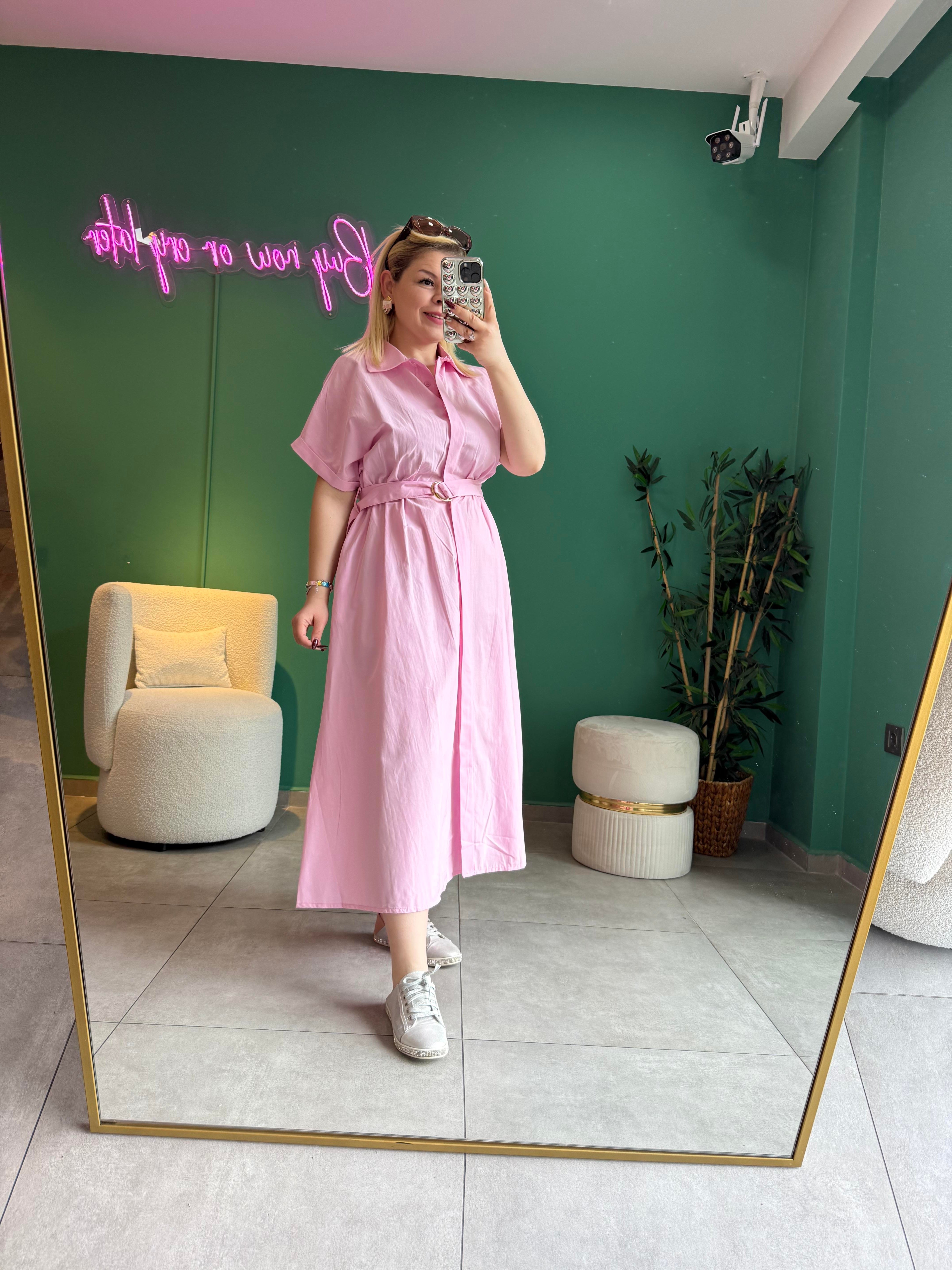 Pembe Gömlek Elbise