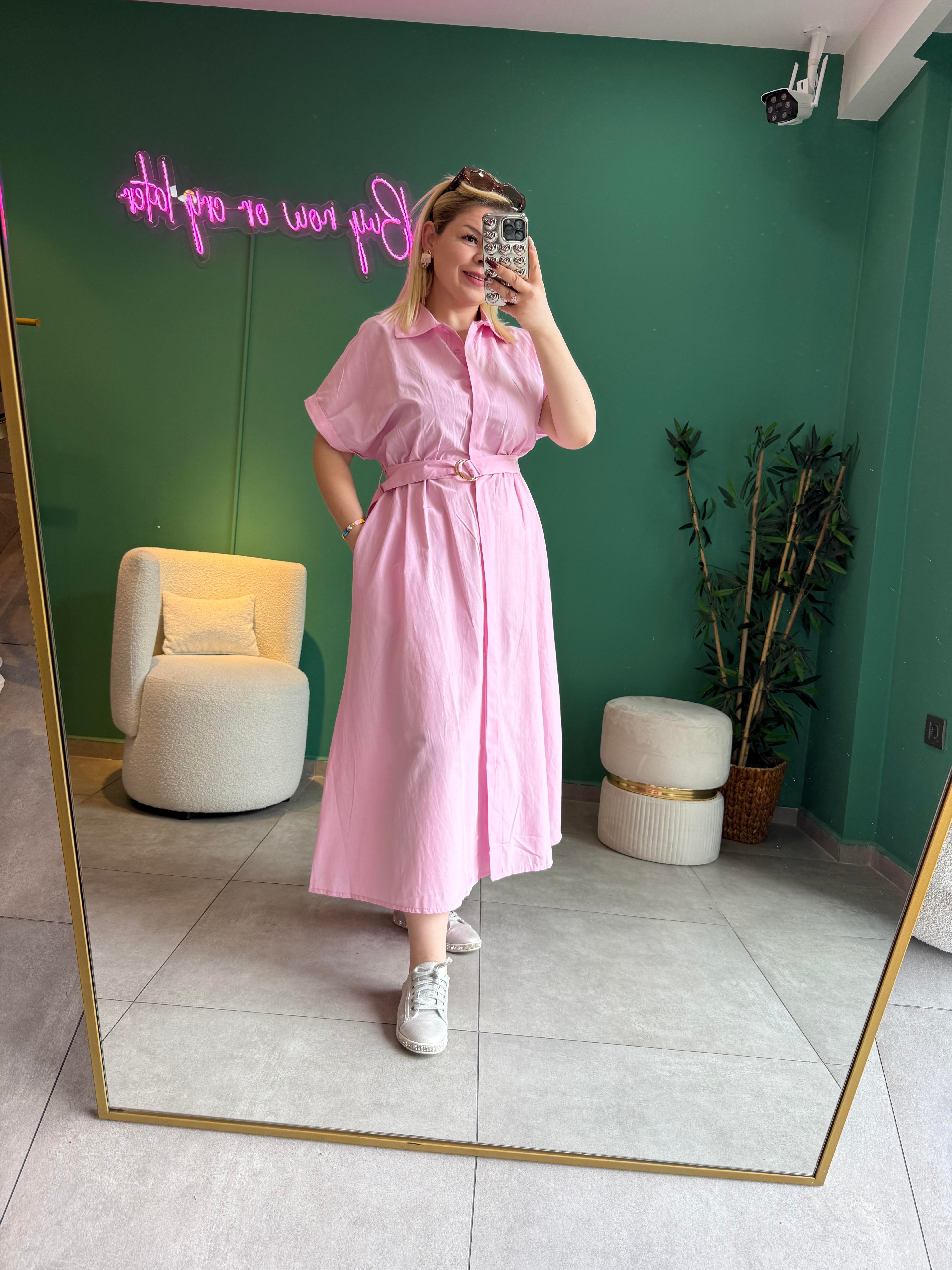 Pembe Gömlek Elbise
