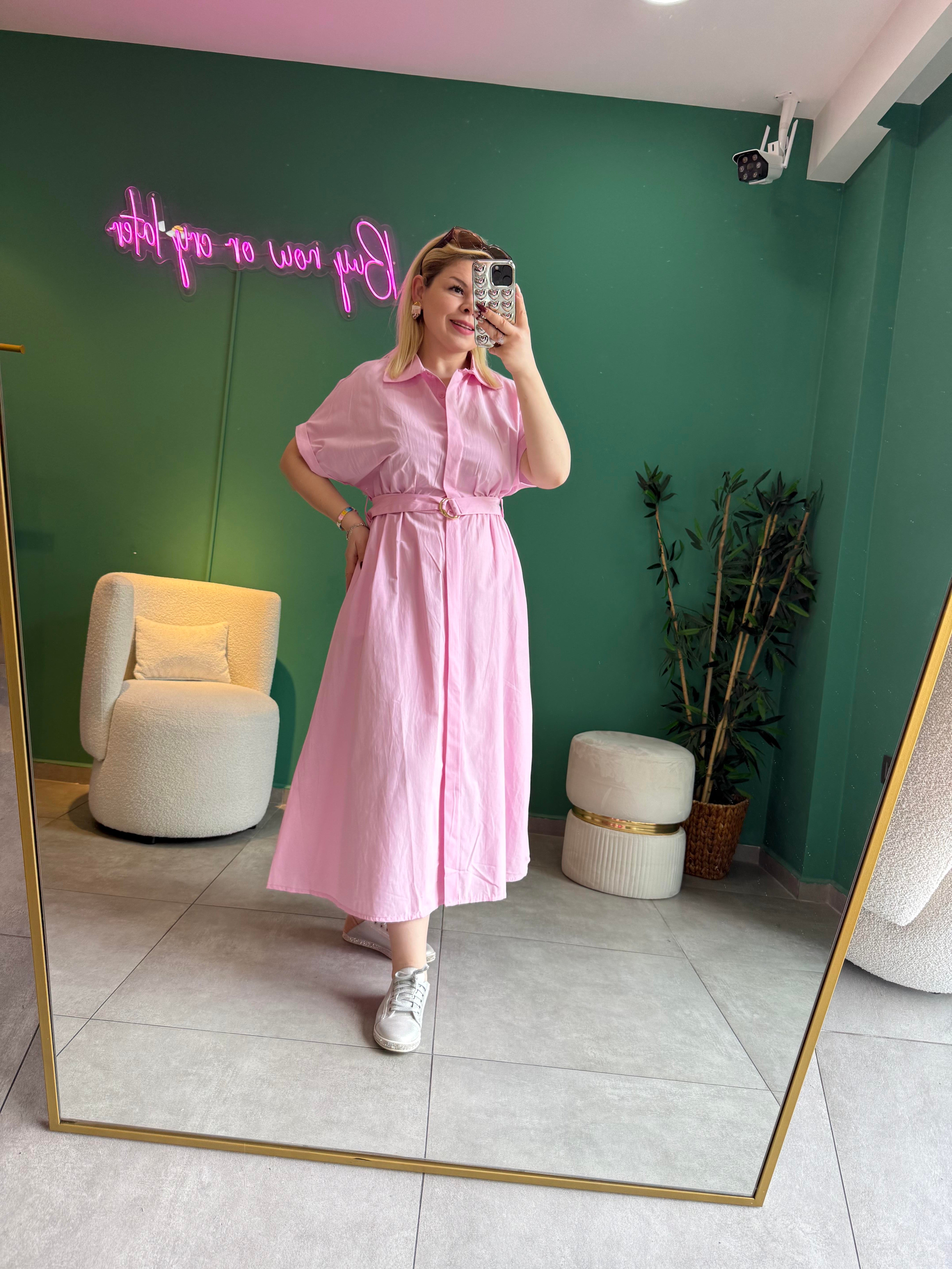 Pembe Gömlek Elbise