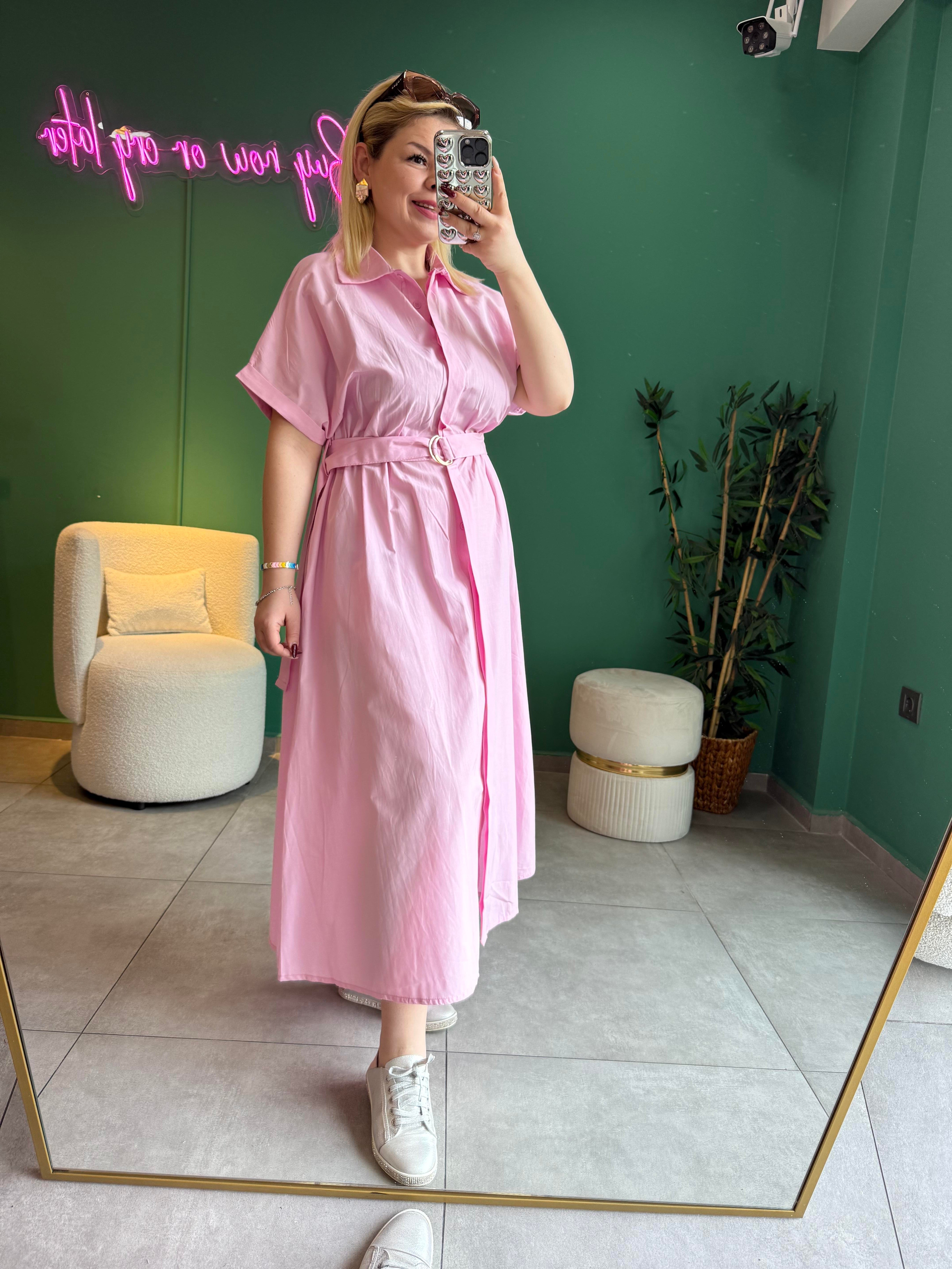 Pembe Gömlek Elbise