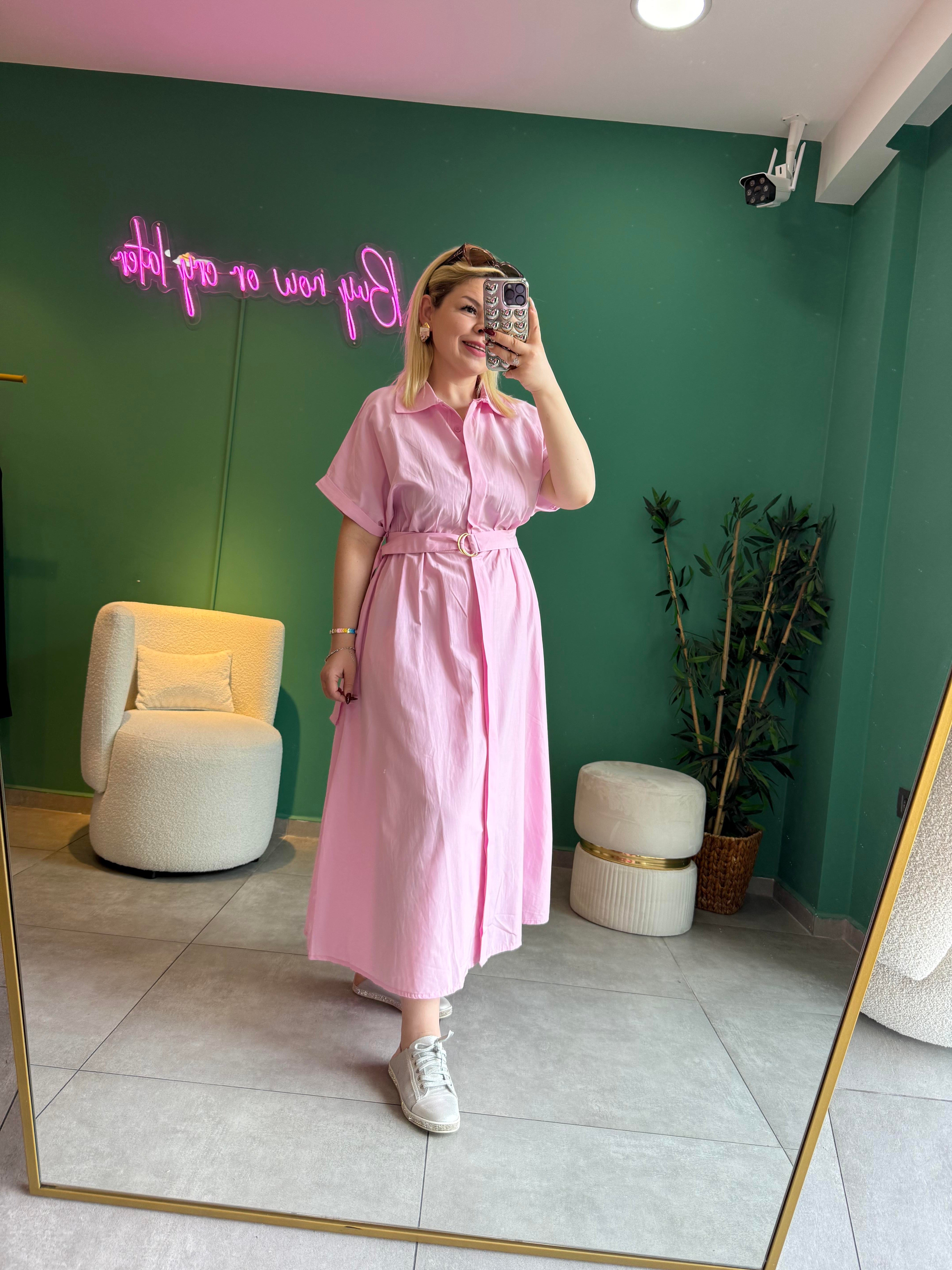 Pembe Gömlek Elbise