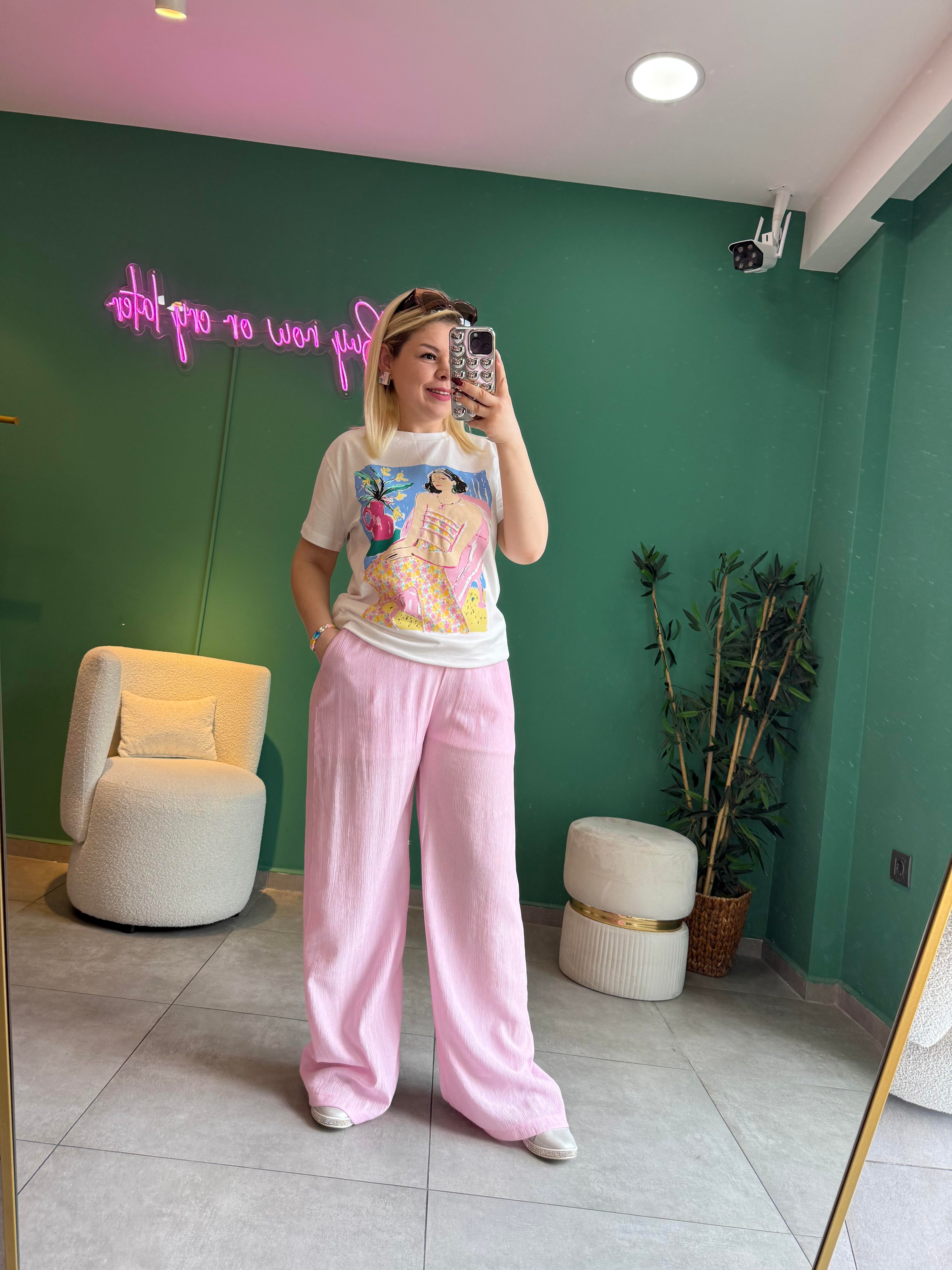 Pembe İçi Şortlu Pantolon 