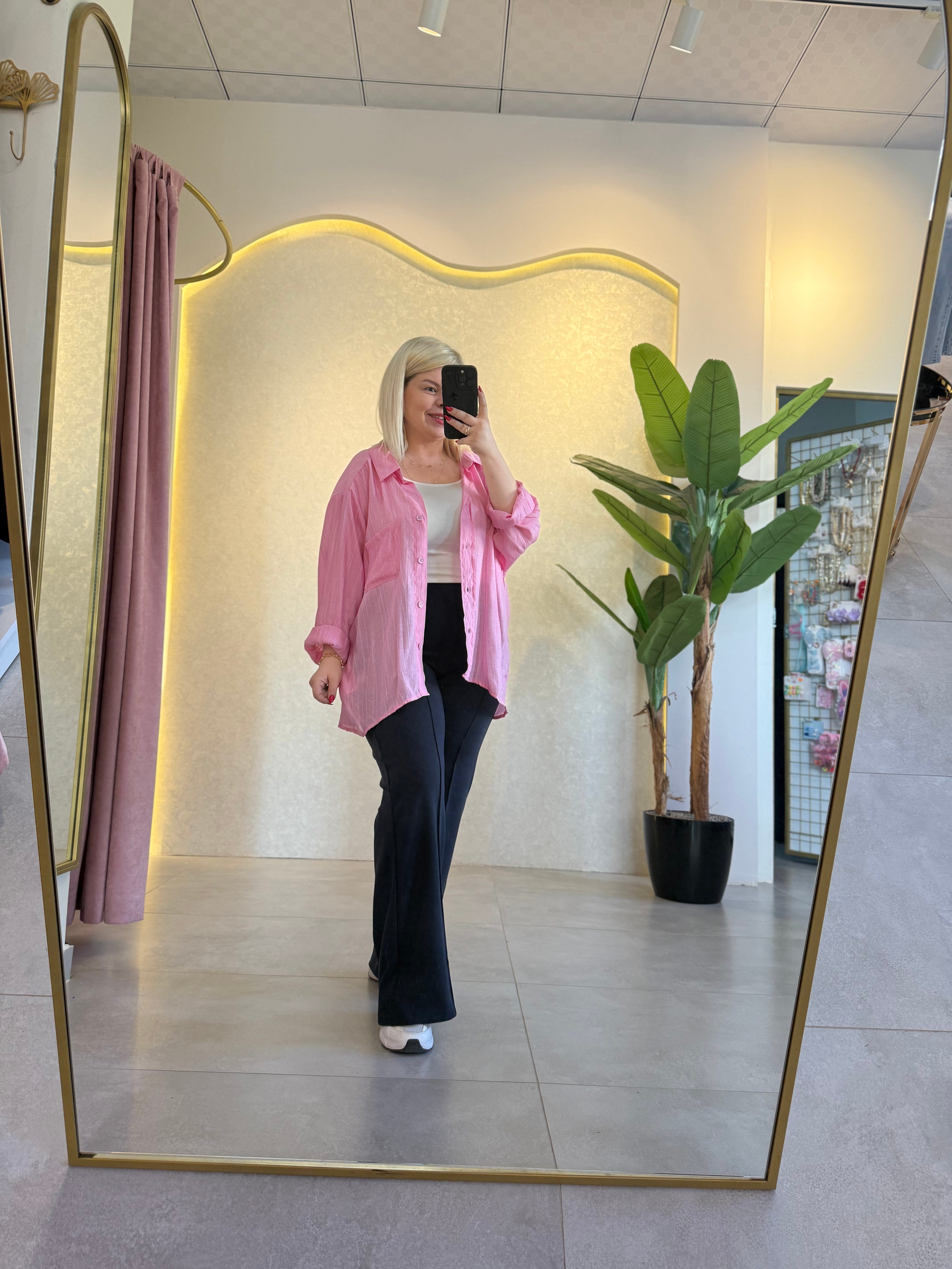 Pembe Oversize Gömlek