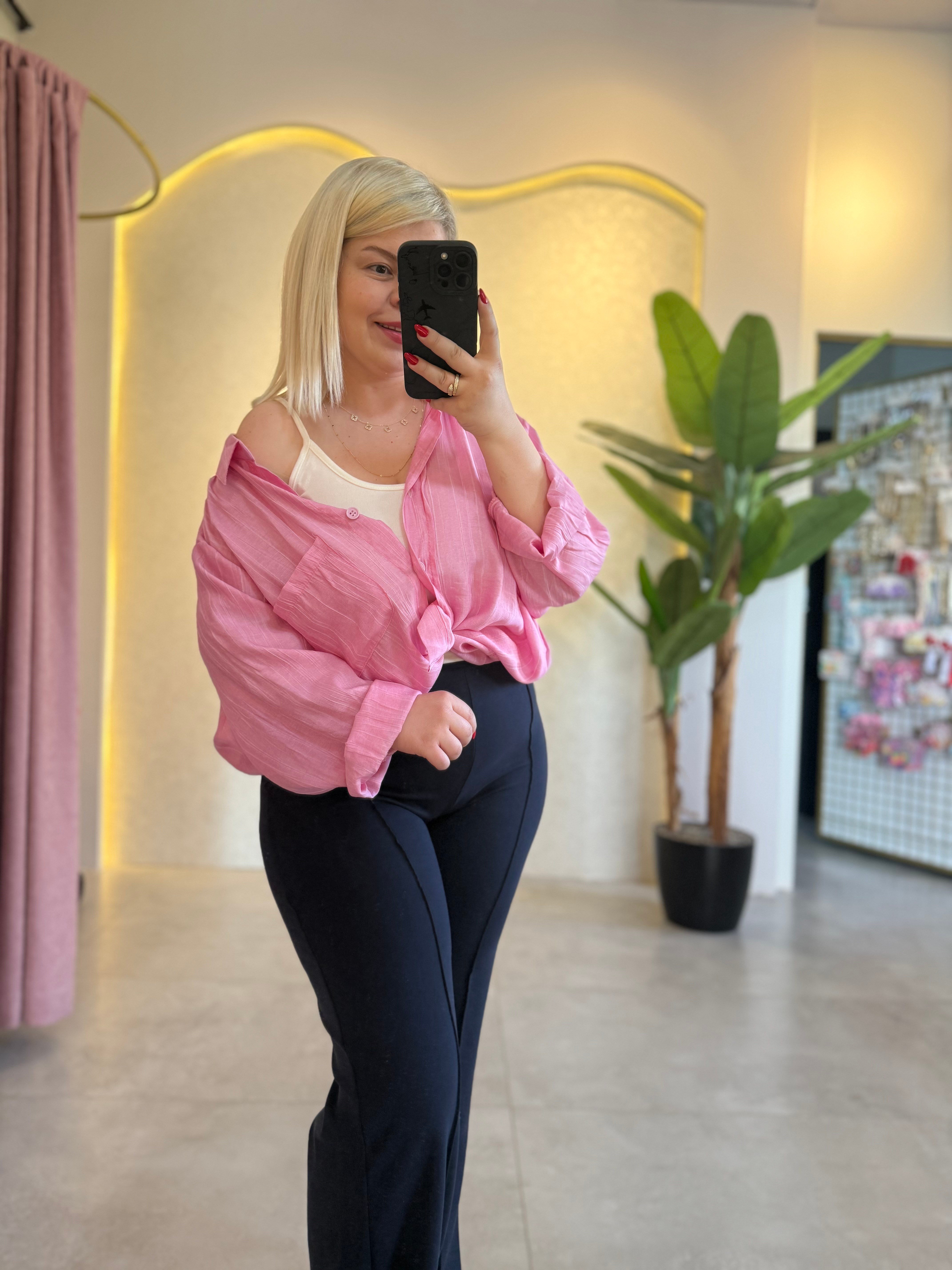 Pembe Oversize Gömlek