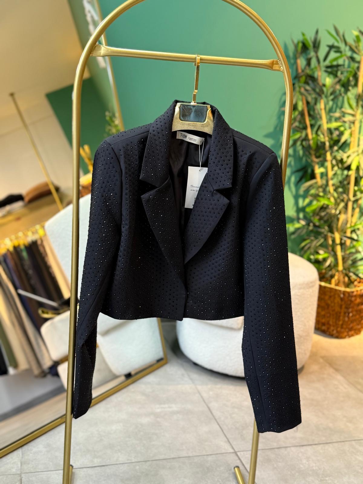 Premium Ön Arka Full Taşlı Şort Blazer Takım