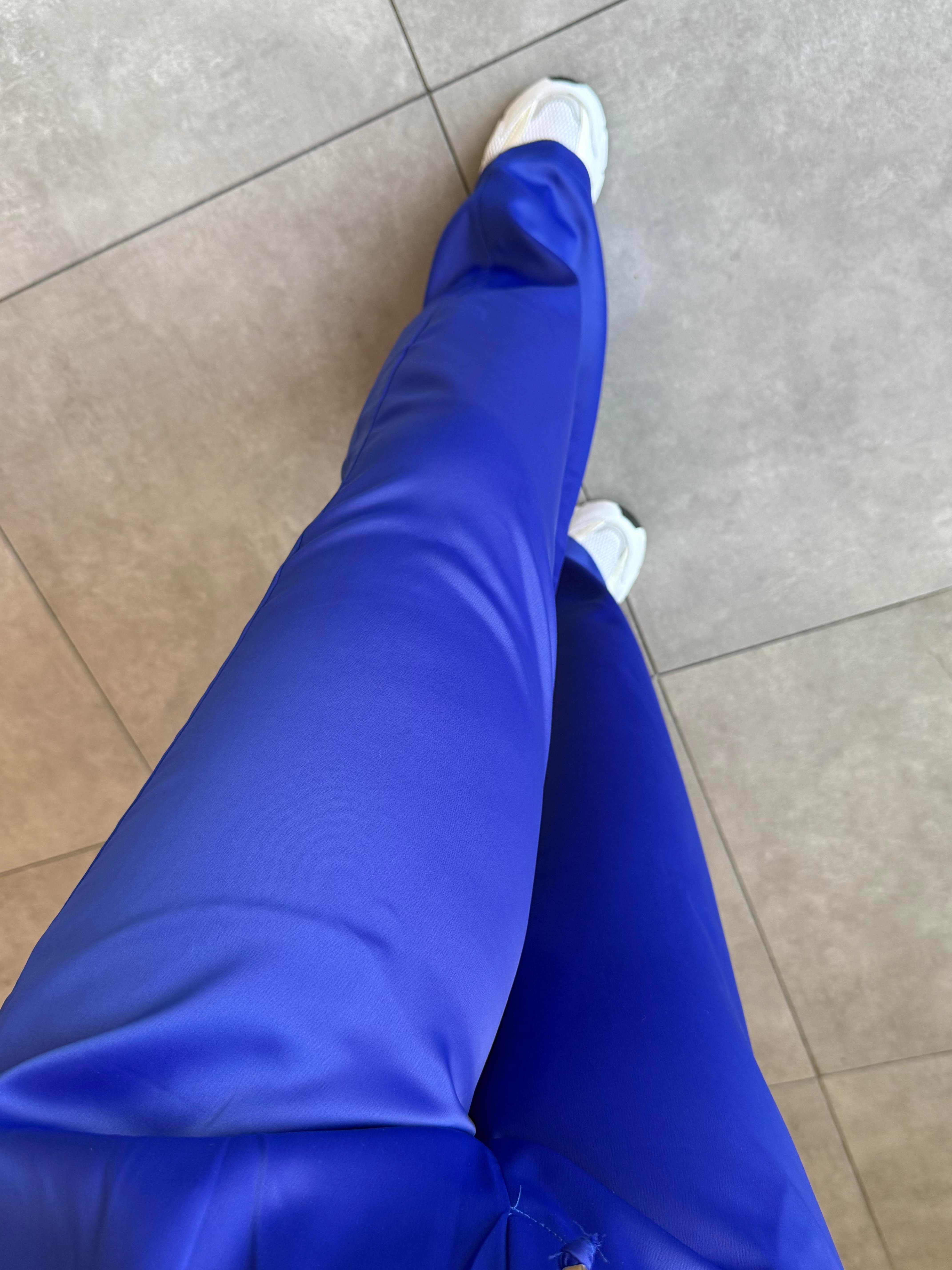 Saks Mavi Saten Pantolon 