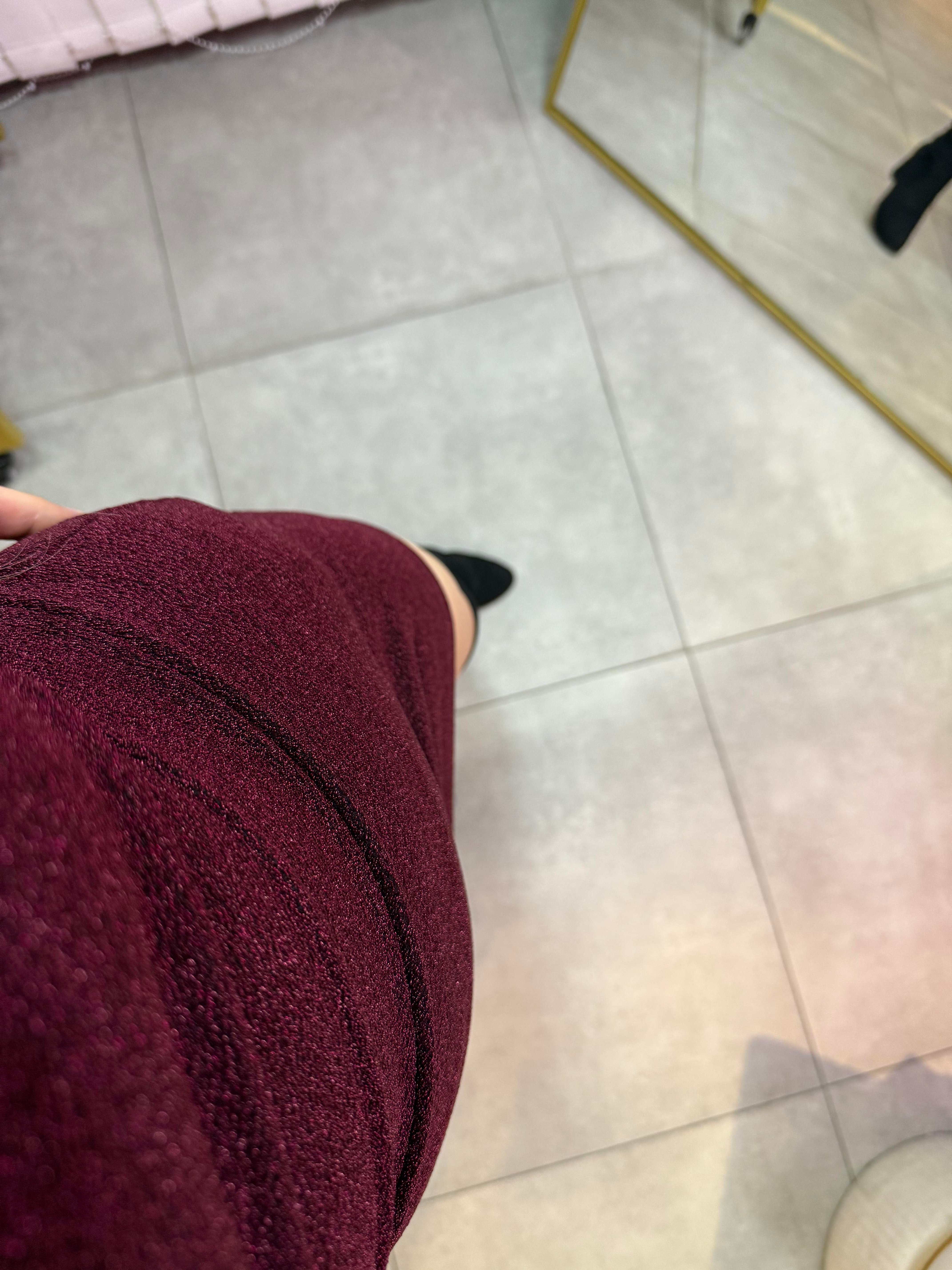 Simli Bordo Elbise