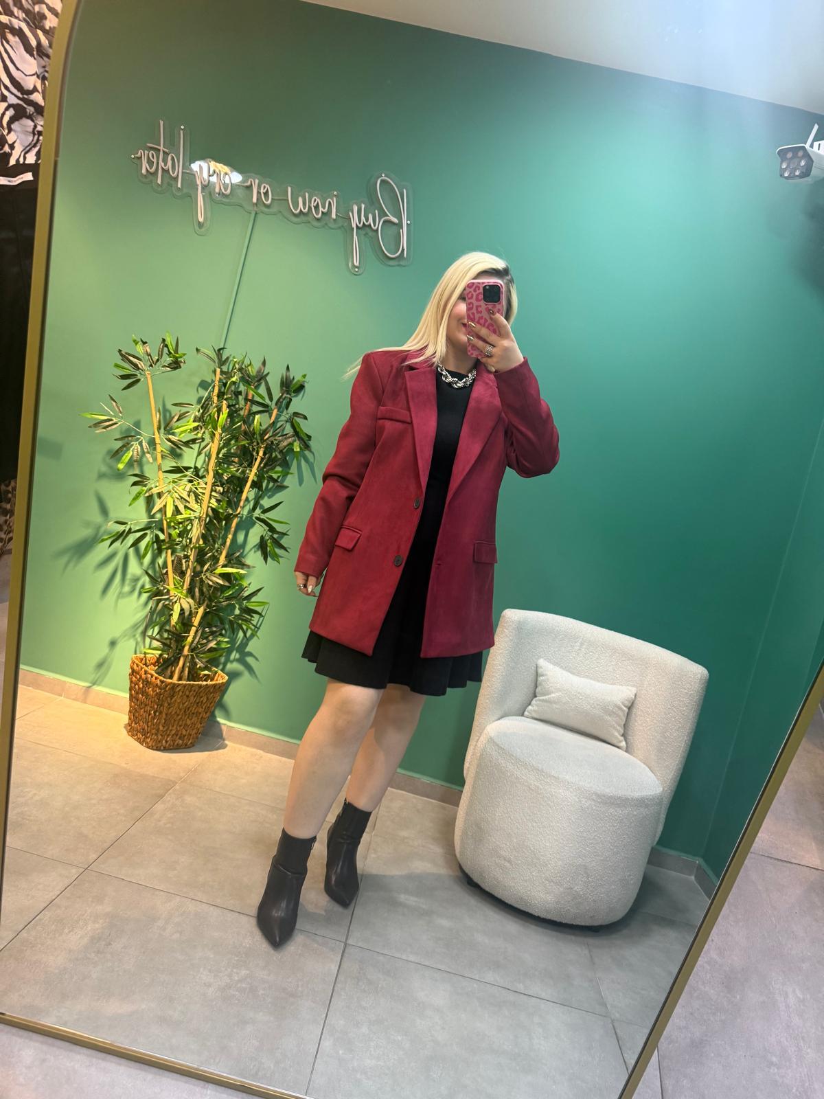 Süet Bordo Blazer Ceket