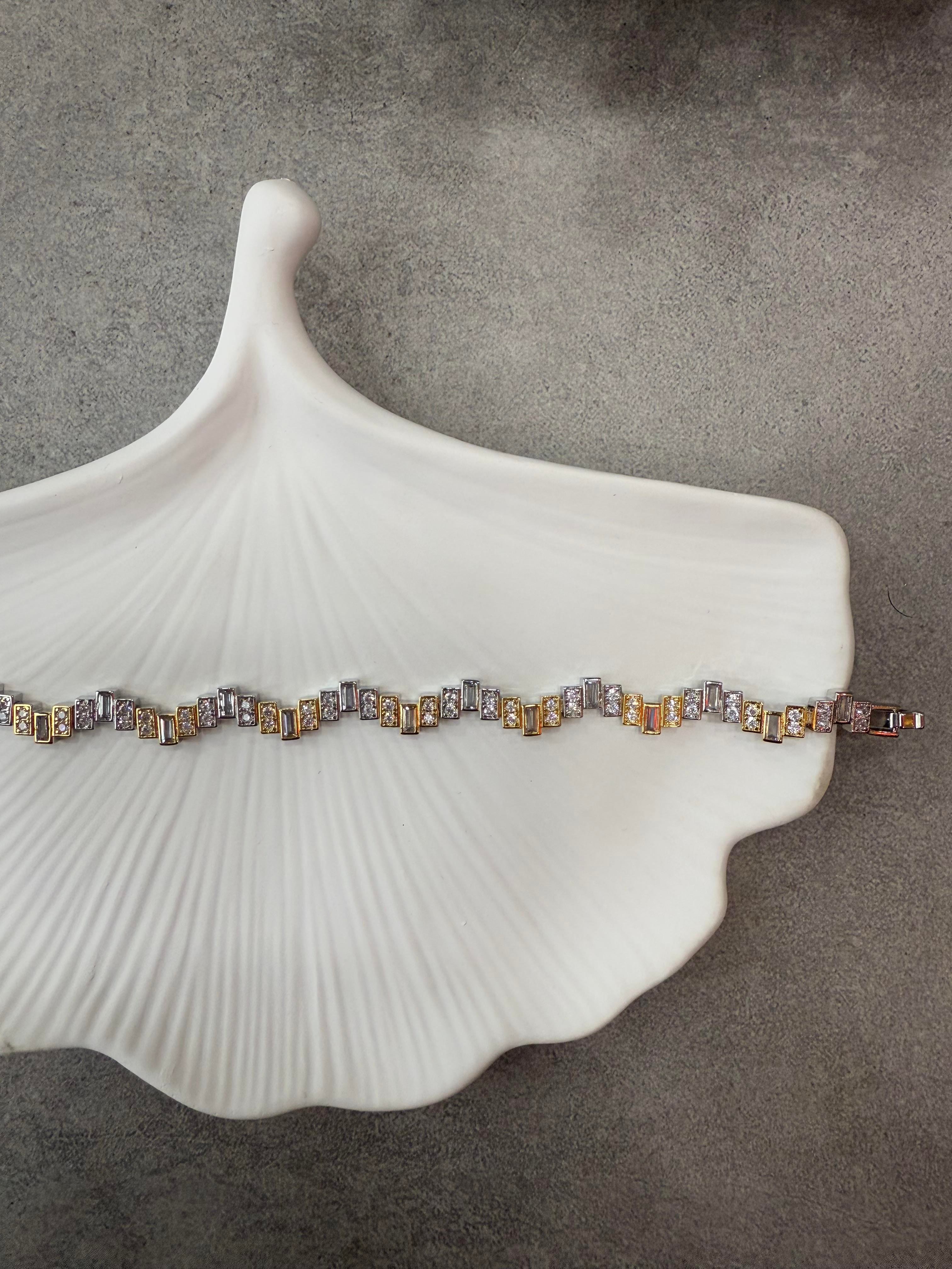 Taşlı Zikzak Çelik Bileklik