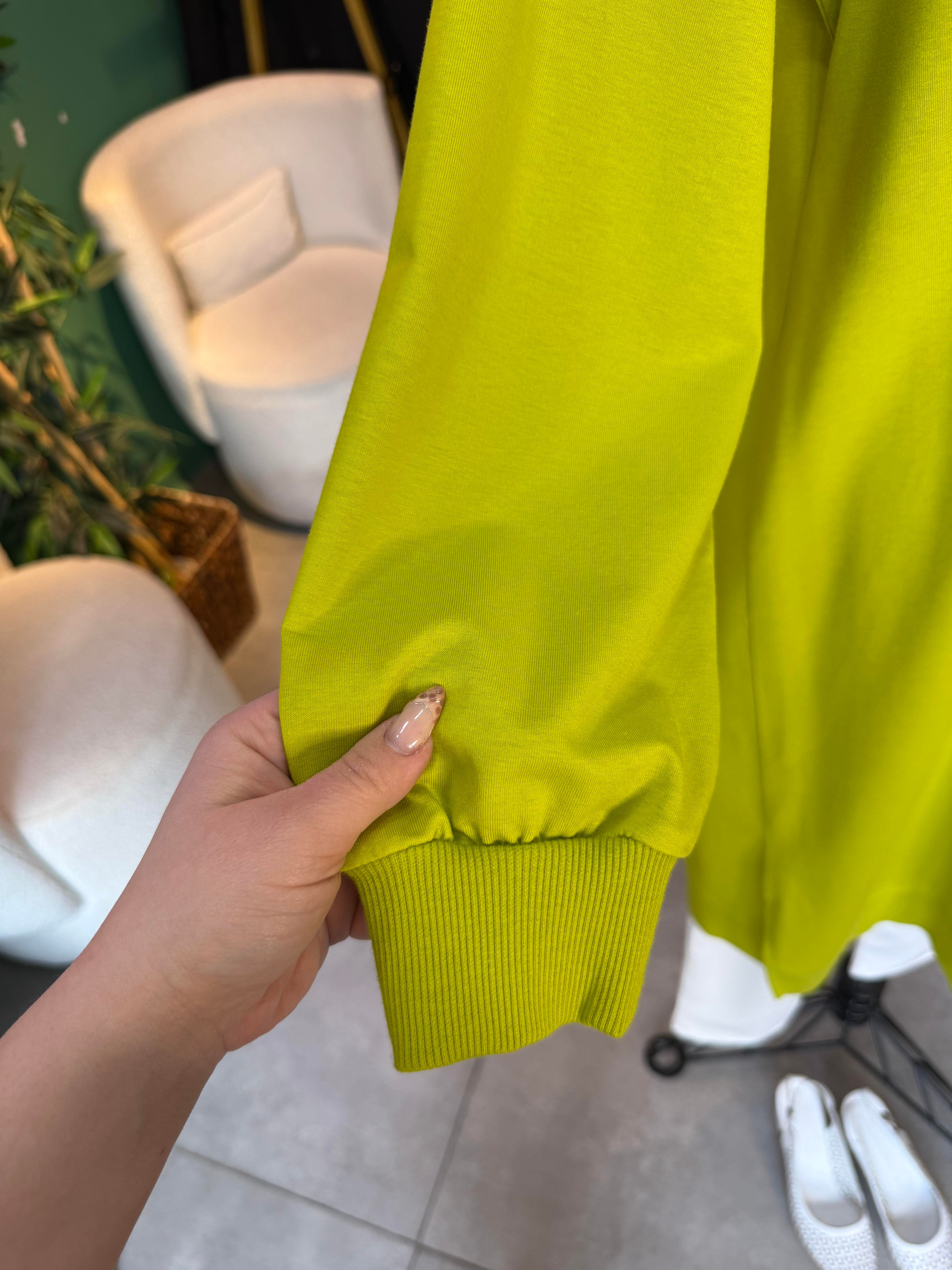 Tonaton Nakışlı Uzun Lime Tunik