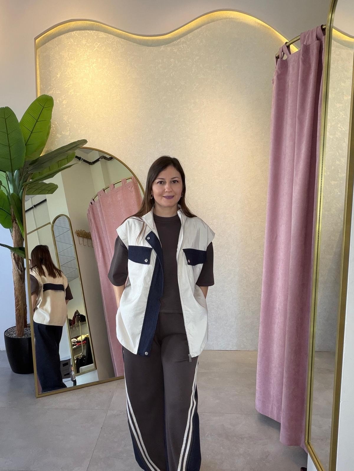 Üçlü Denim Detaylı Tasarım Eşofman Takımı