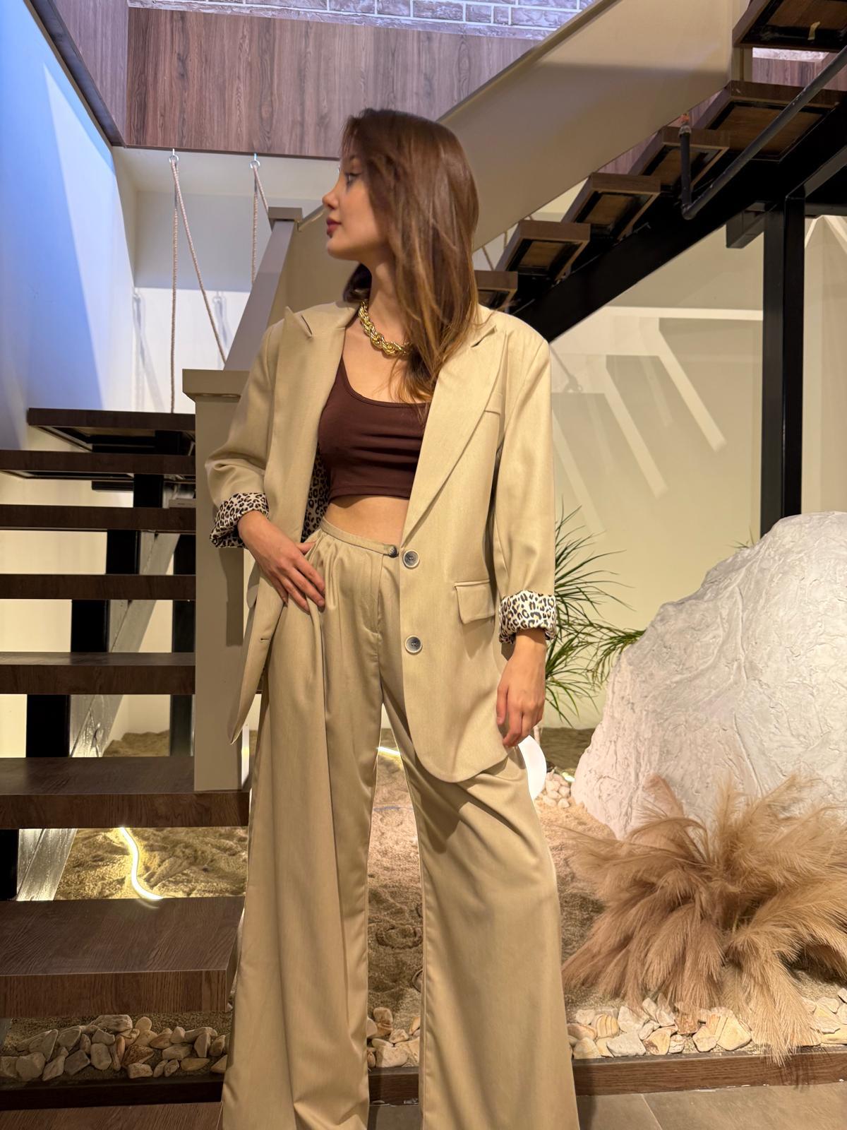 Wild Yazılı Tasarım Blazer Takım