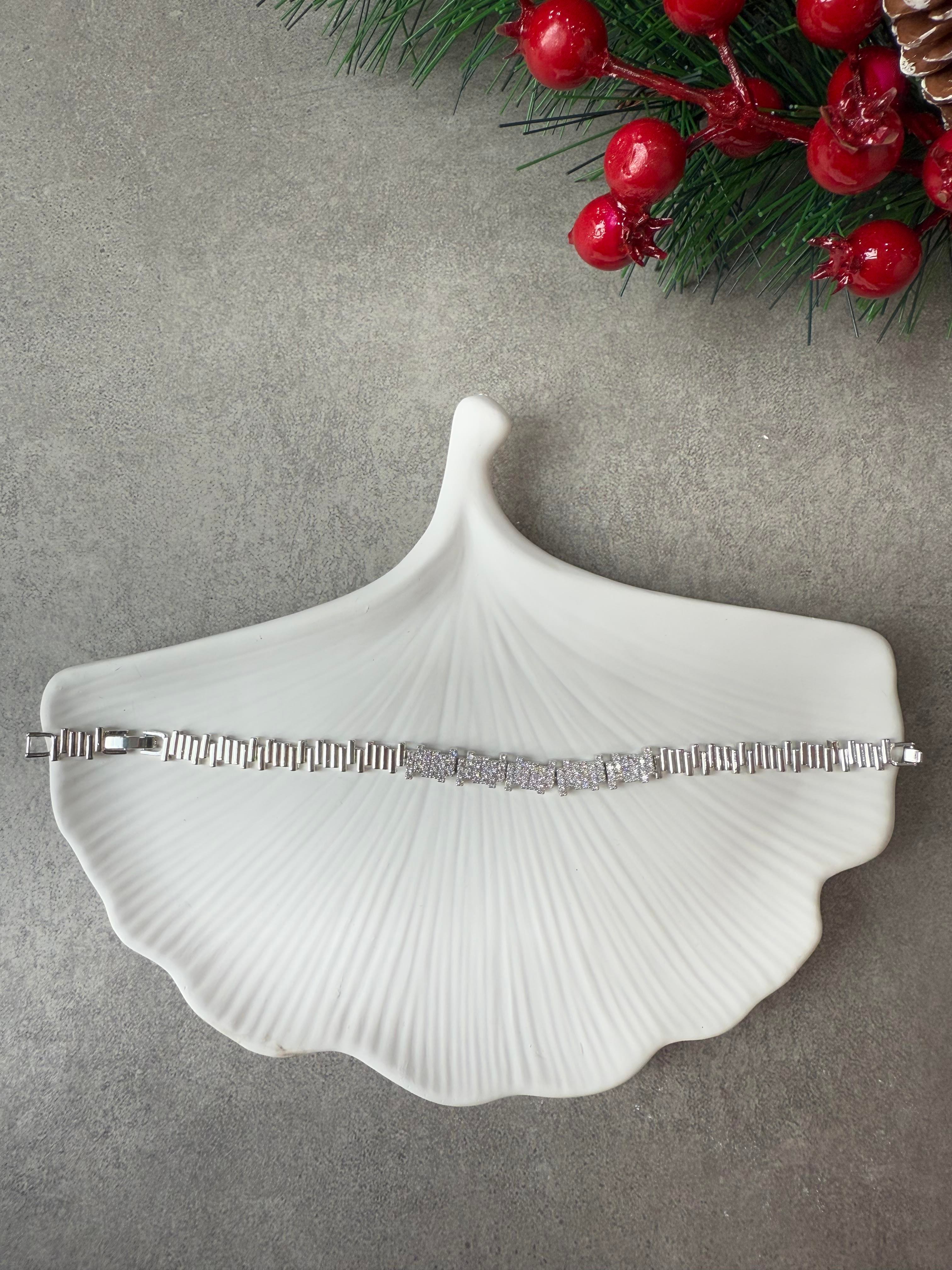 Zirkon Taşlı Gümüş Baget Bileklik