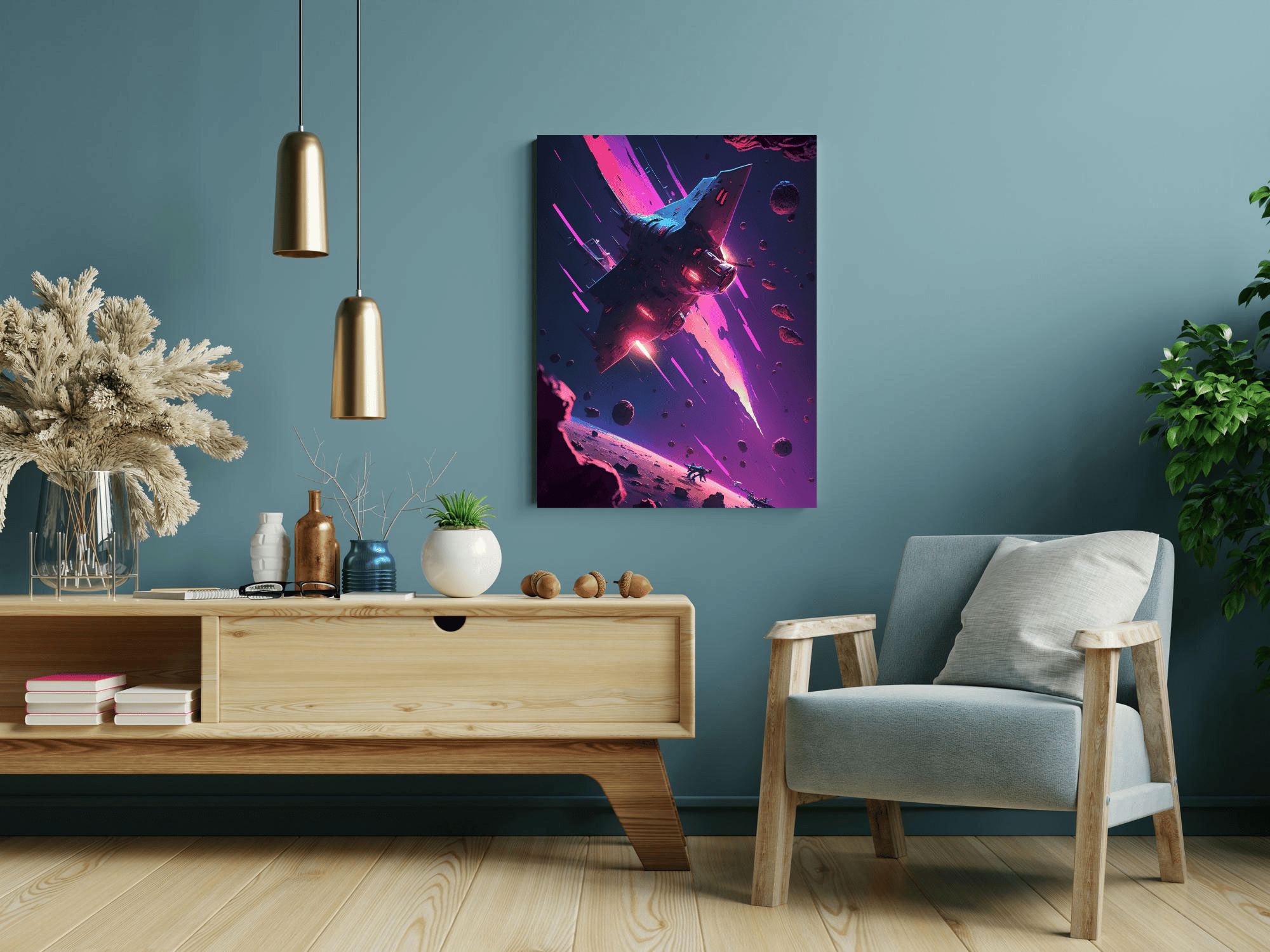 Astronotlar ve Uzay 059 -Kanvas Tablo