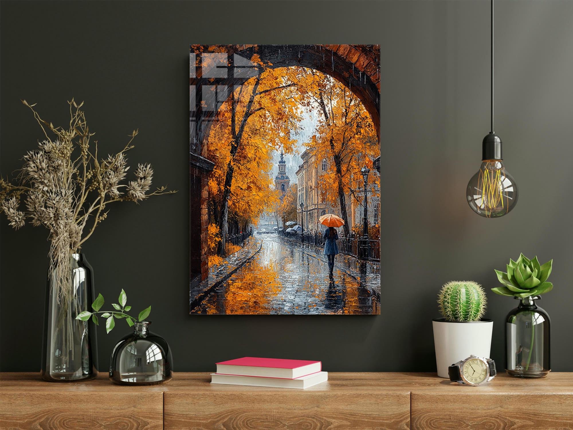 St. Petersburg'da Yağmur - Cam Tablo