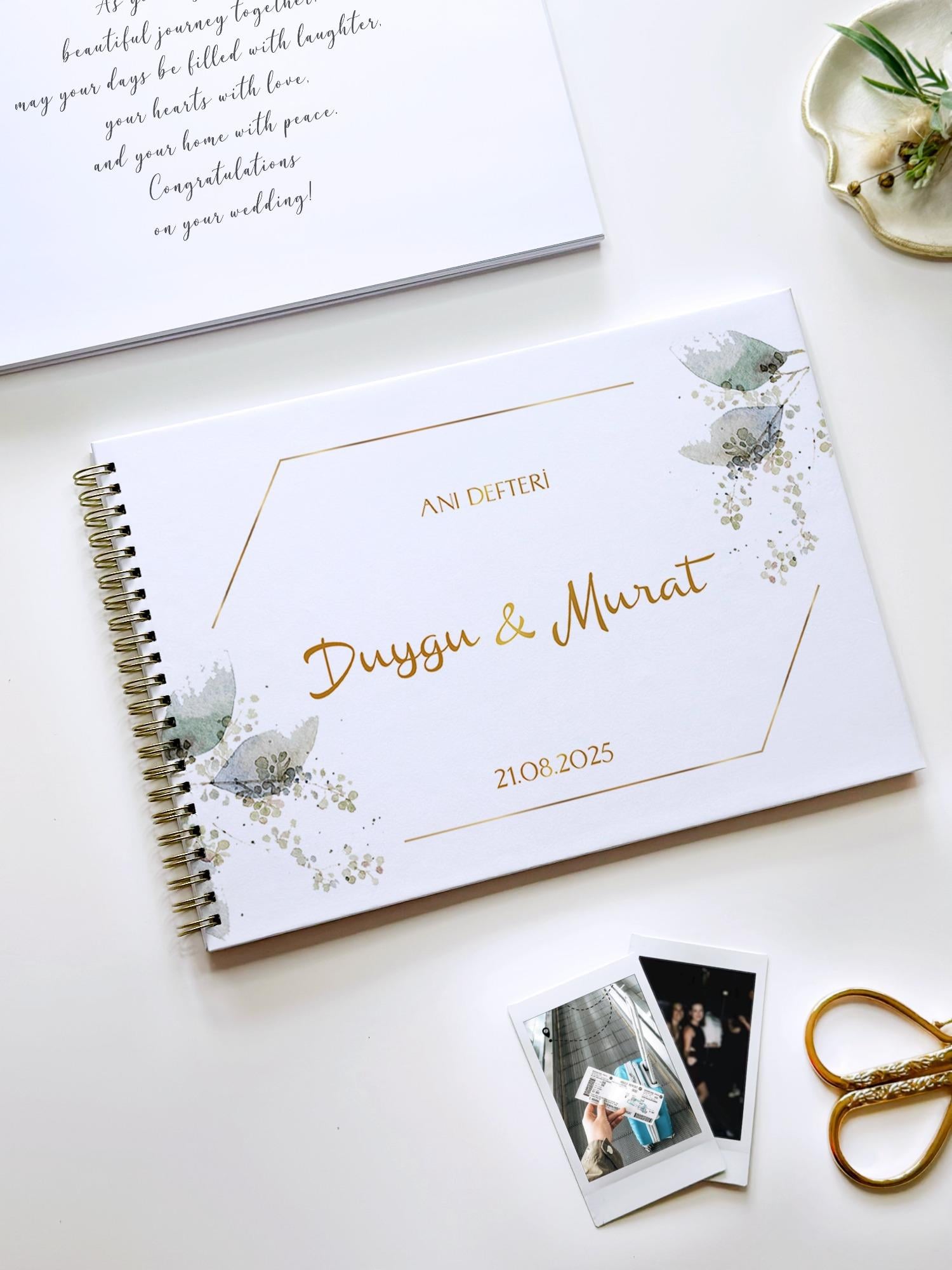 Gold Frame Dikdörtgen Anı Defteri