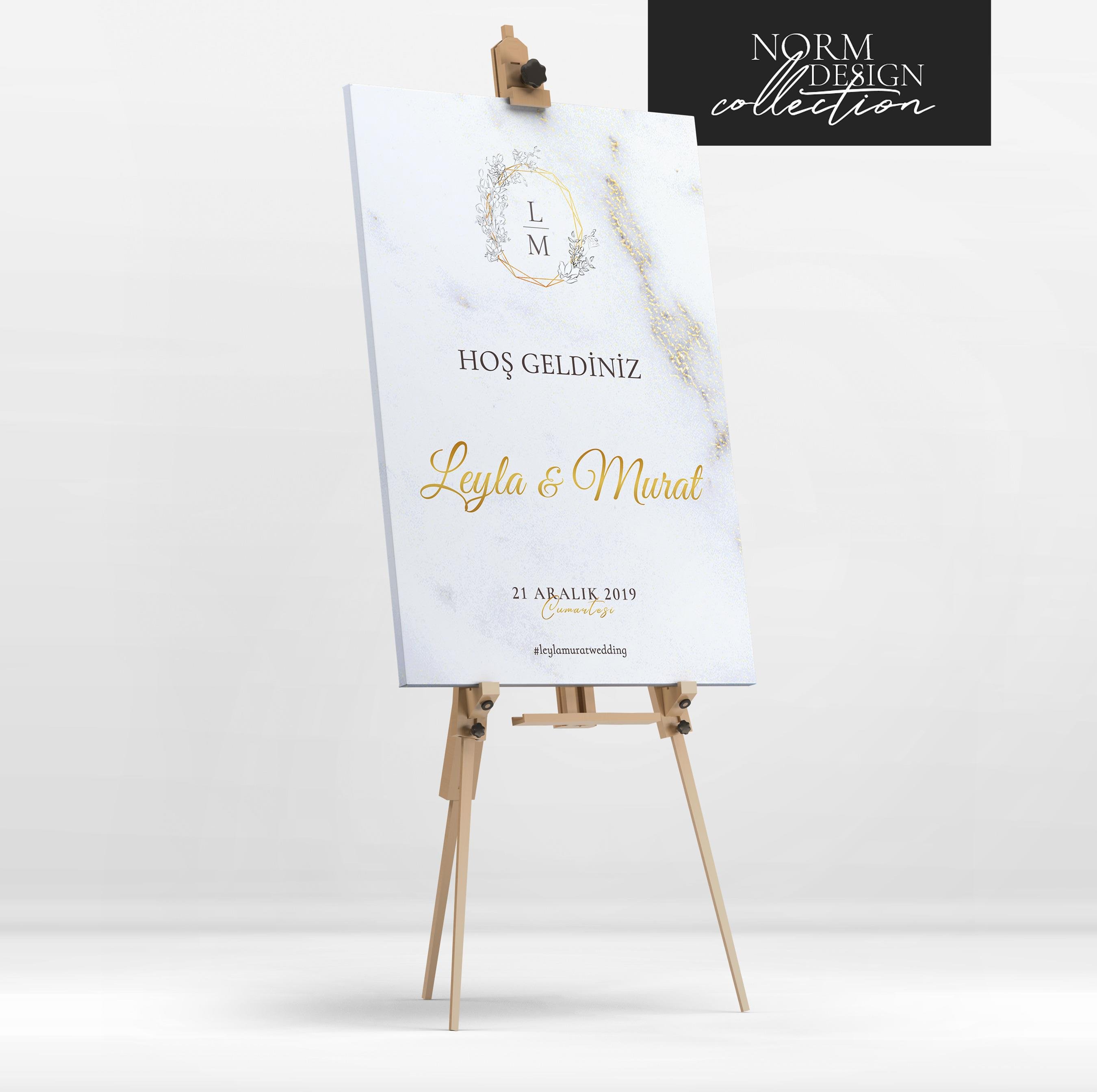 Gold Marble Karşılama Panosu