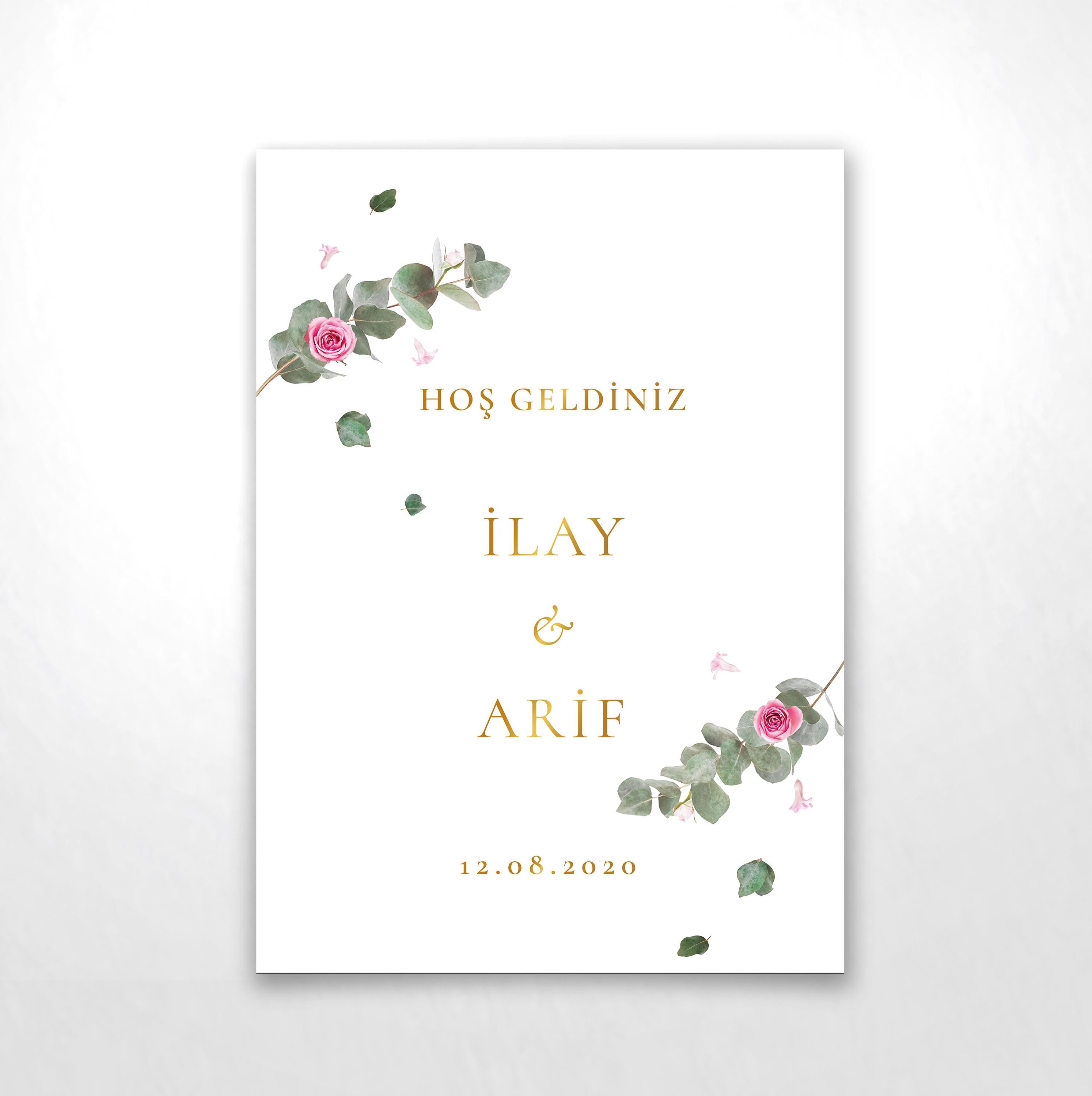Rose Okaliptus Karşılama Panosu